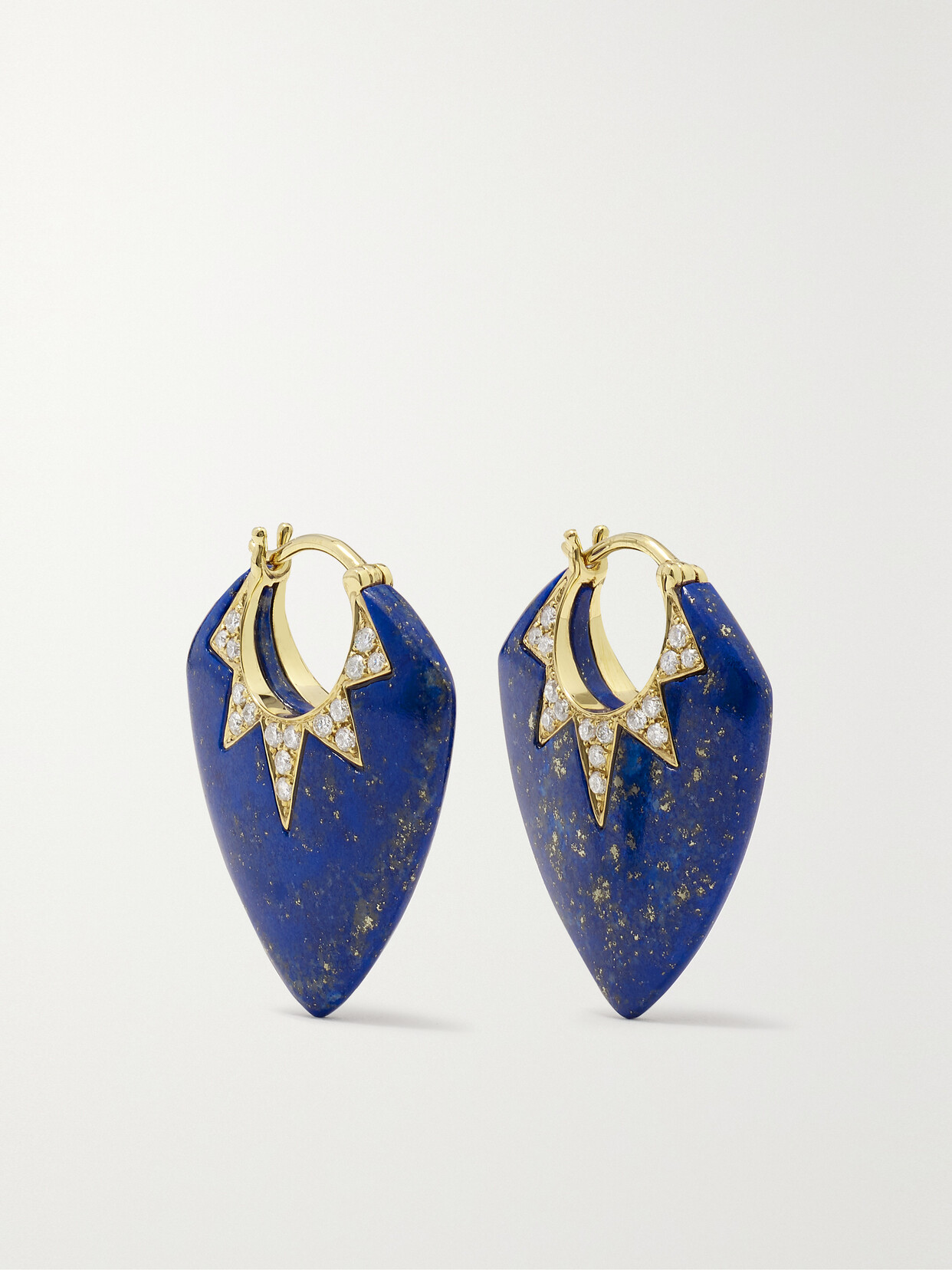 Sorellina - Guitar Pick 18-karat Gold, Lapis Lazuli And Diamond Earrings - Blue