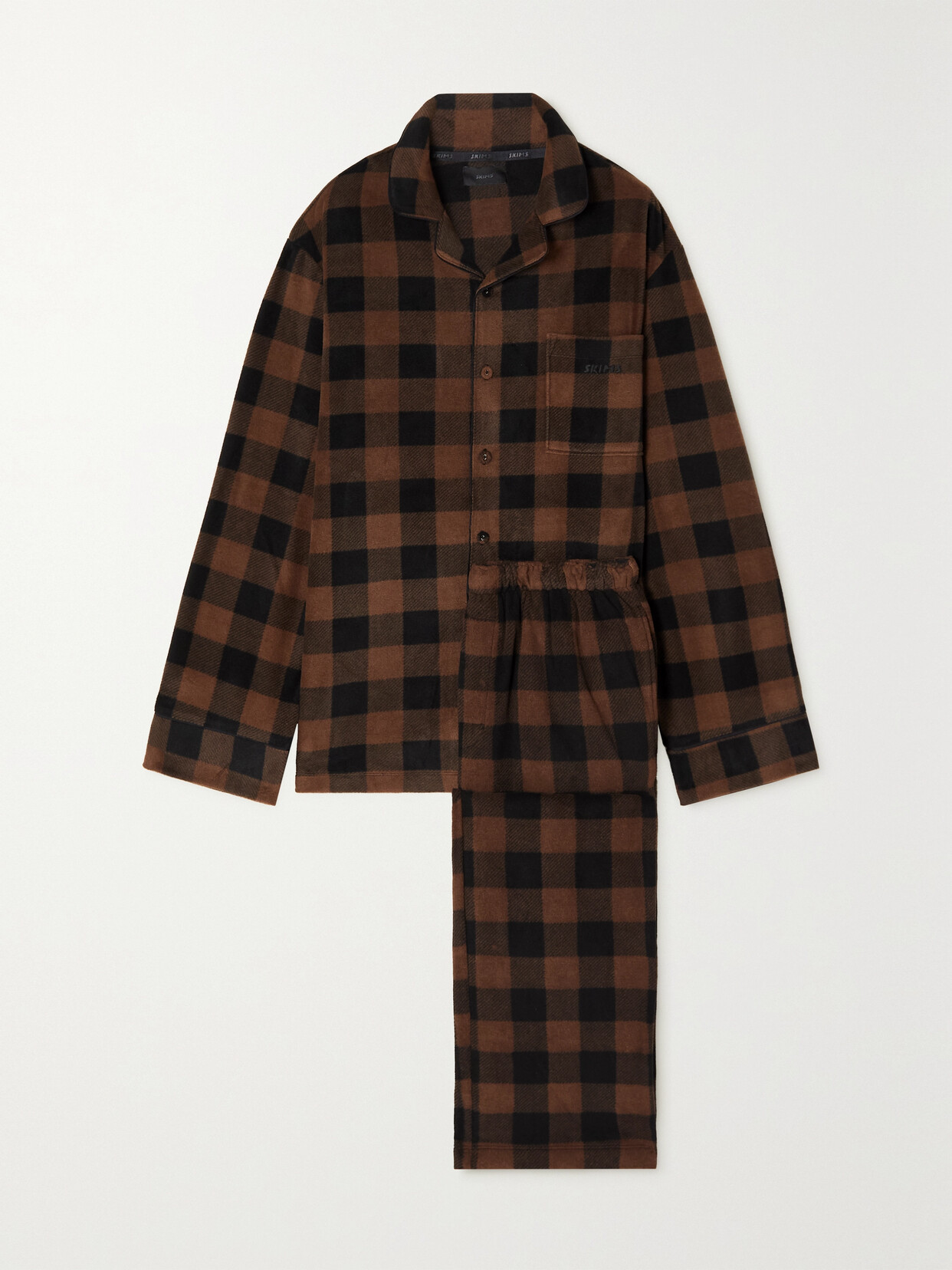 Skims - Checked Fleece Pajama Set - Brown