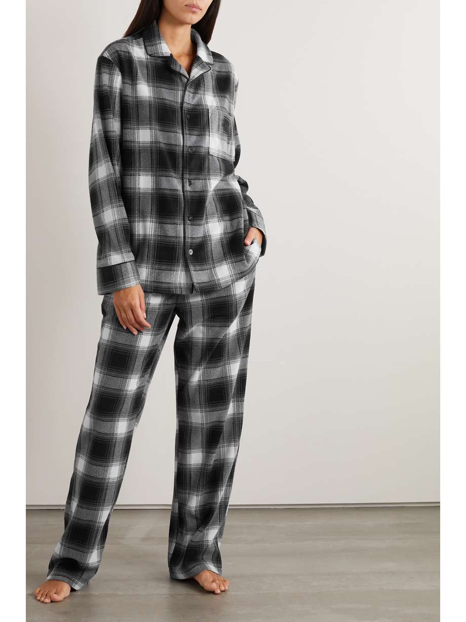 SKIMS Checked fleece pajama set NETAPORTER