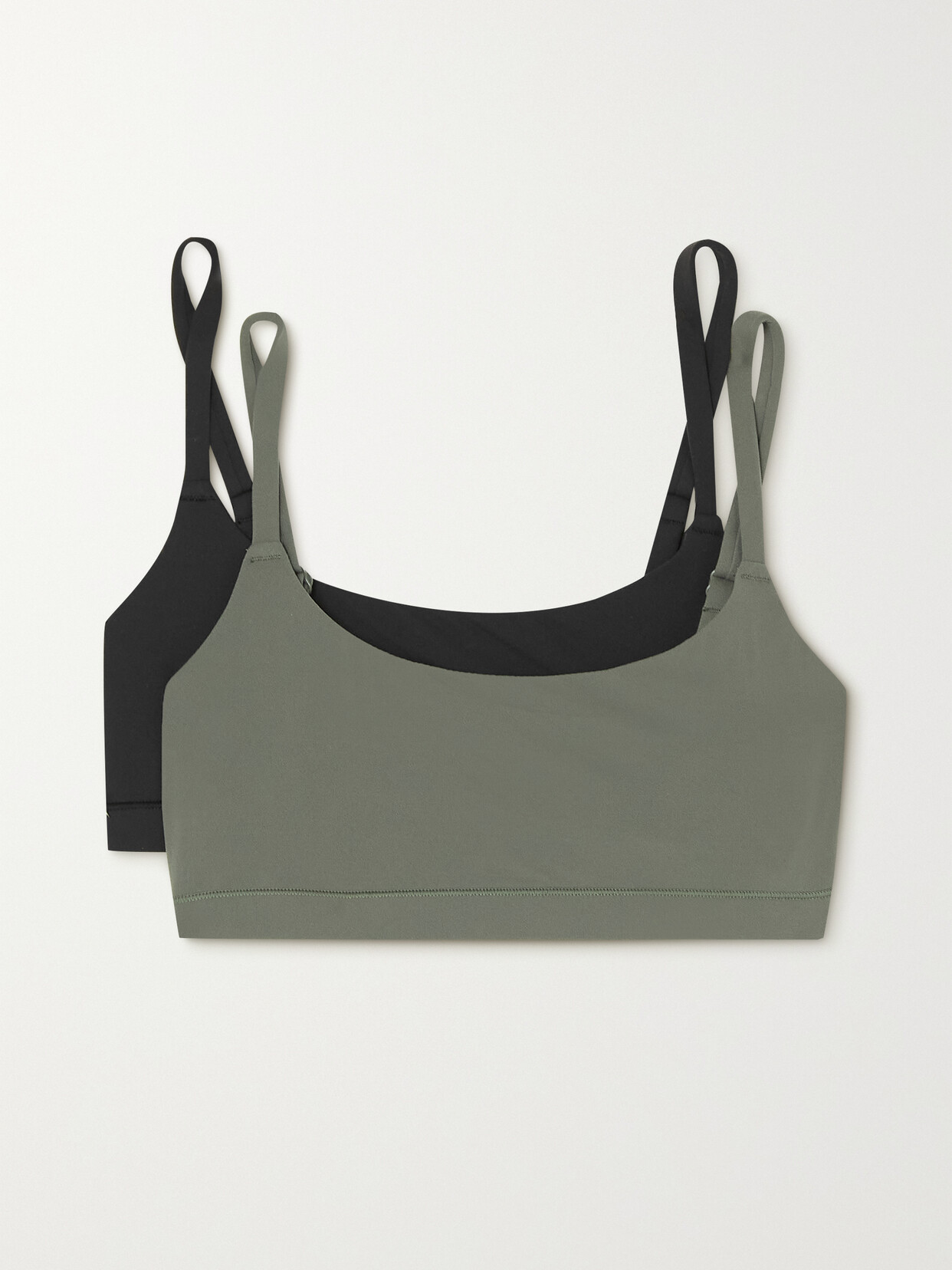 Skims Set Of Two Fits Everybody Scoop Stretch-jersey Bralettes In Black