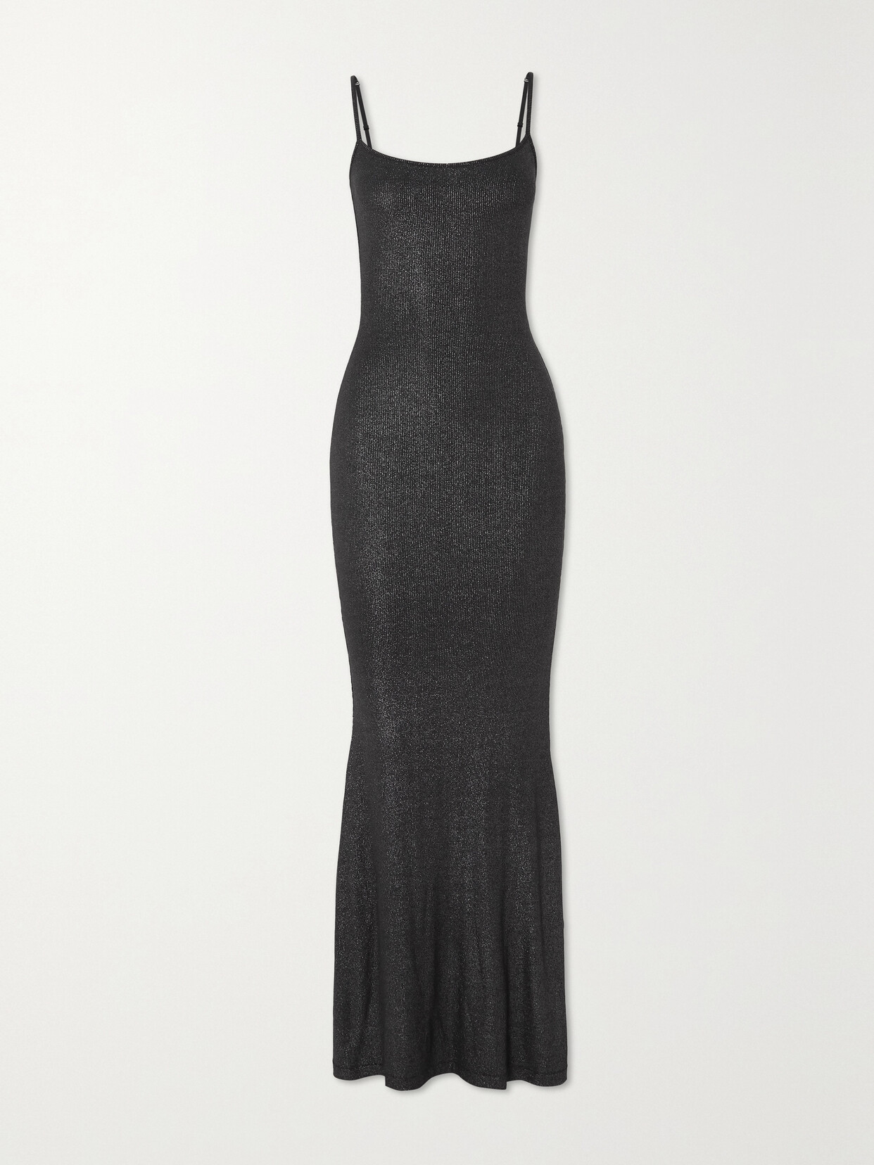 Skims - Soft Lounge Ribbed Stretch-modal Maxi Slip Dress - Onyx Foil