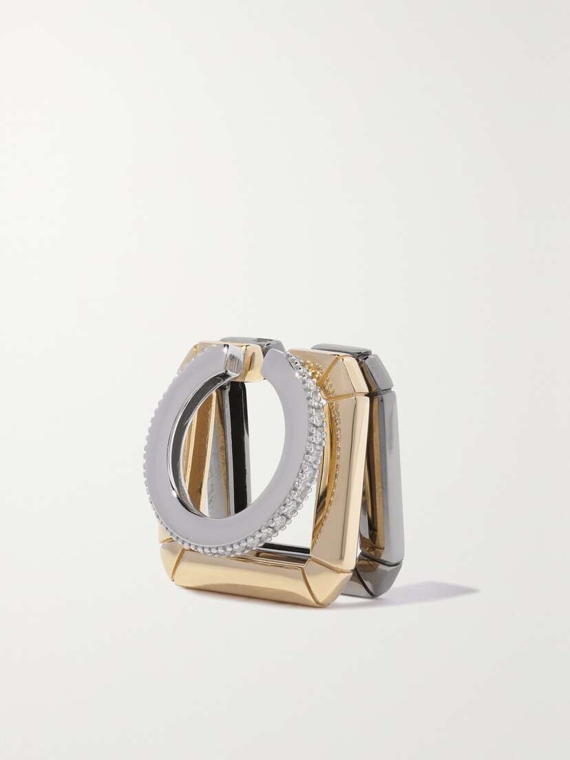 EÉRA Stacked 18-karat Blackened, Yellow And White Gold Diamond Ear Cuff