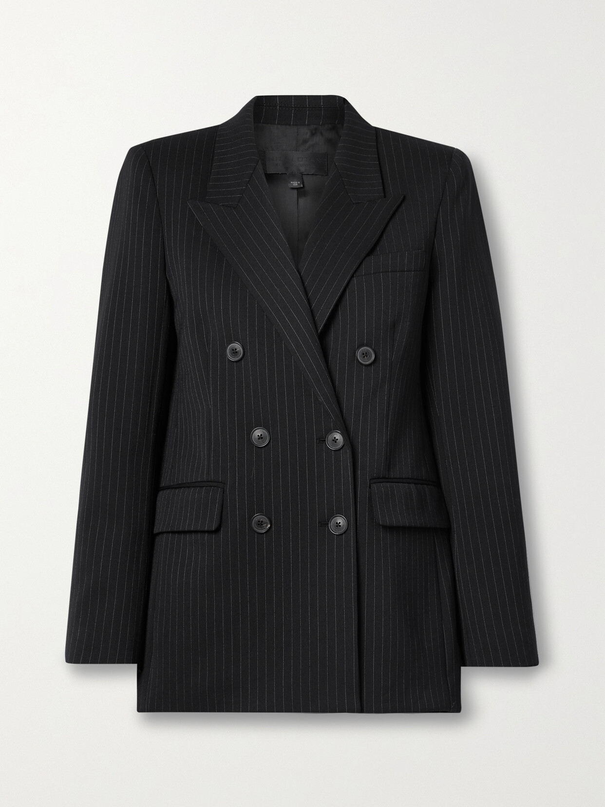 Nili Lotan - Valerie Double-breasted Pinstriped Twill Blazer - Black