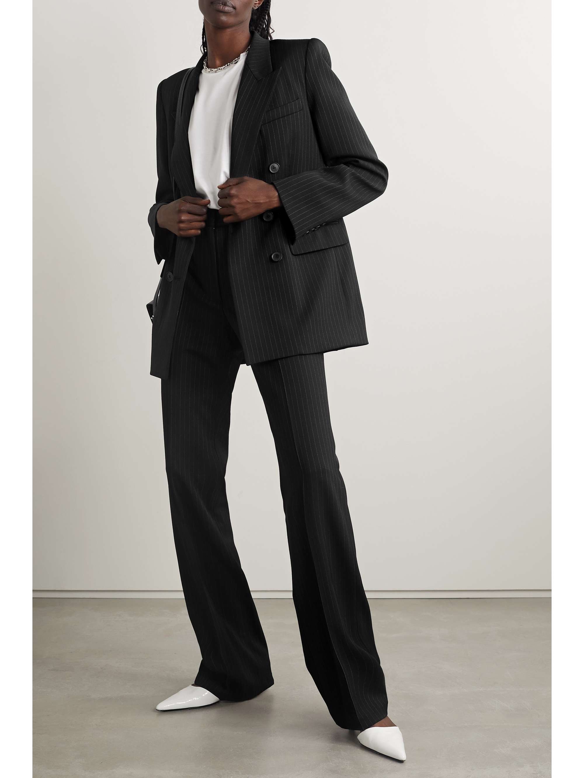 NILI LOTAN Valerie double breasted pinstriped twill blazer NET A