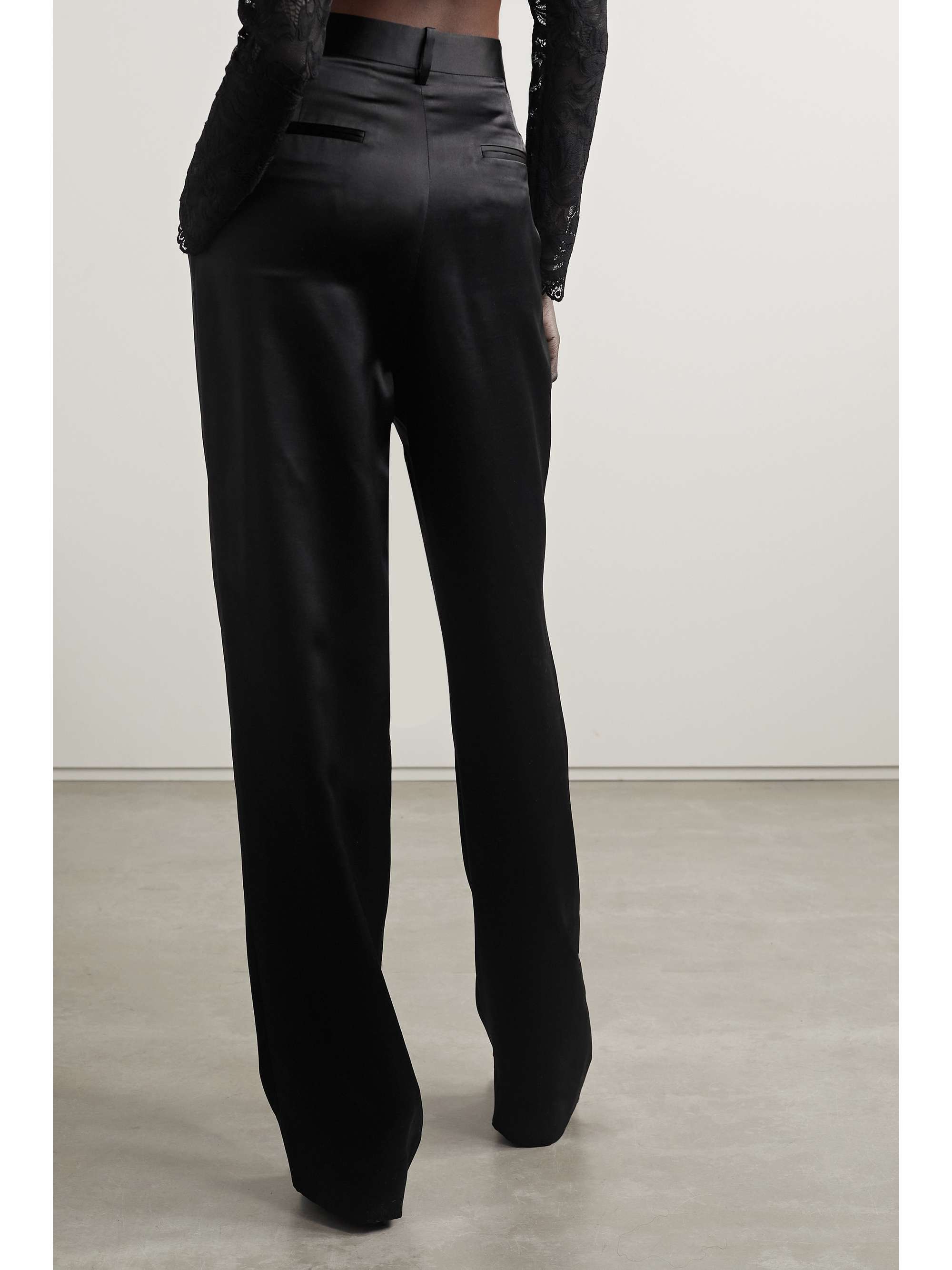 NILI LOTAN Etienne pleated silk-satin wide-leg pants