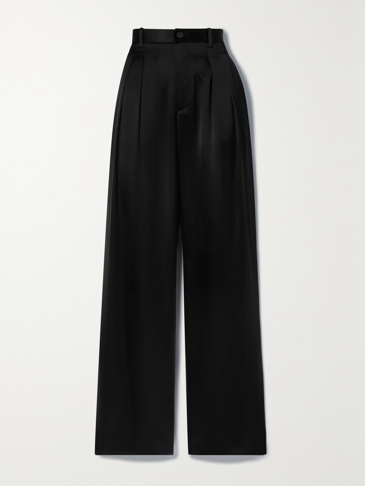 Nili Lotan - Etienne Pleated Silk-satin Wide-leg Pants - Black