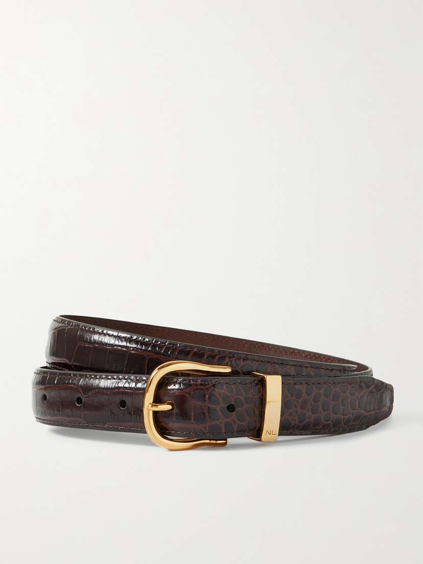 Nili Lotan Louise Croc-effect Leather Belt