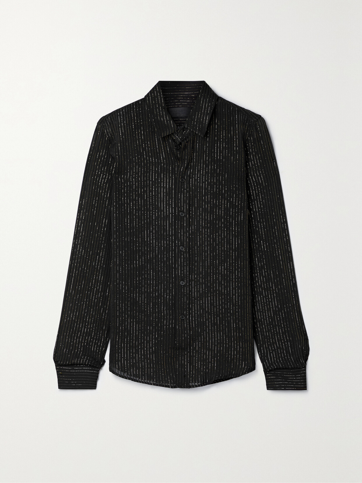 Nili Lotan - Gaia Metallic Striped Silk-blend Chiffon Shirt - Black