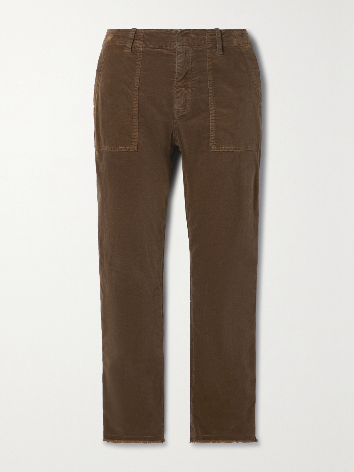 NILI LOTAN JENNA CROPPED COTTON-BLEND CORDUROY SLIM-LEG PANTS