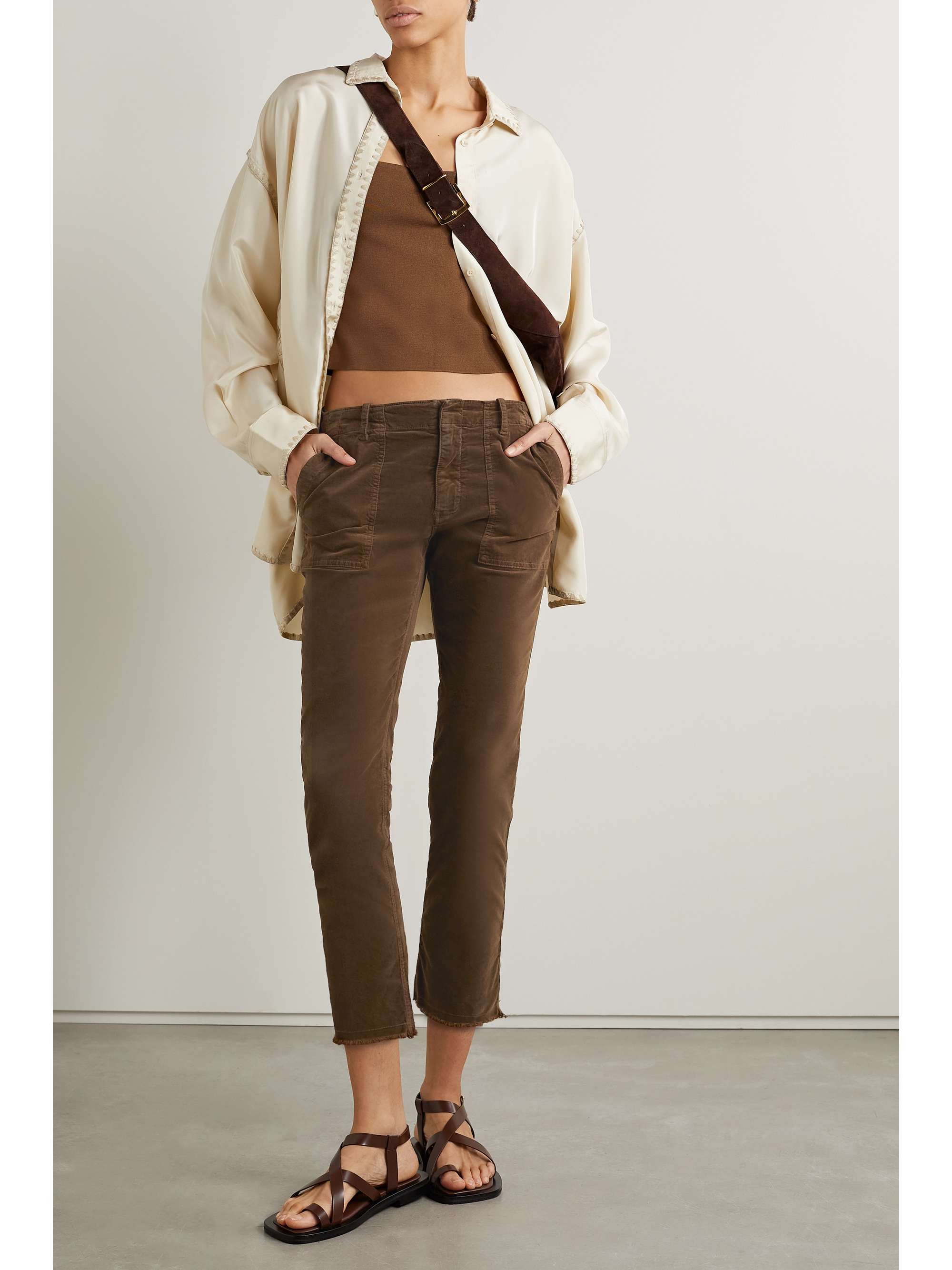 NILI LOTAN Jenna cropped cotton-blend corduroy slim-leg pants