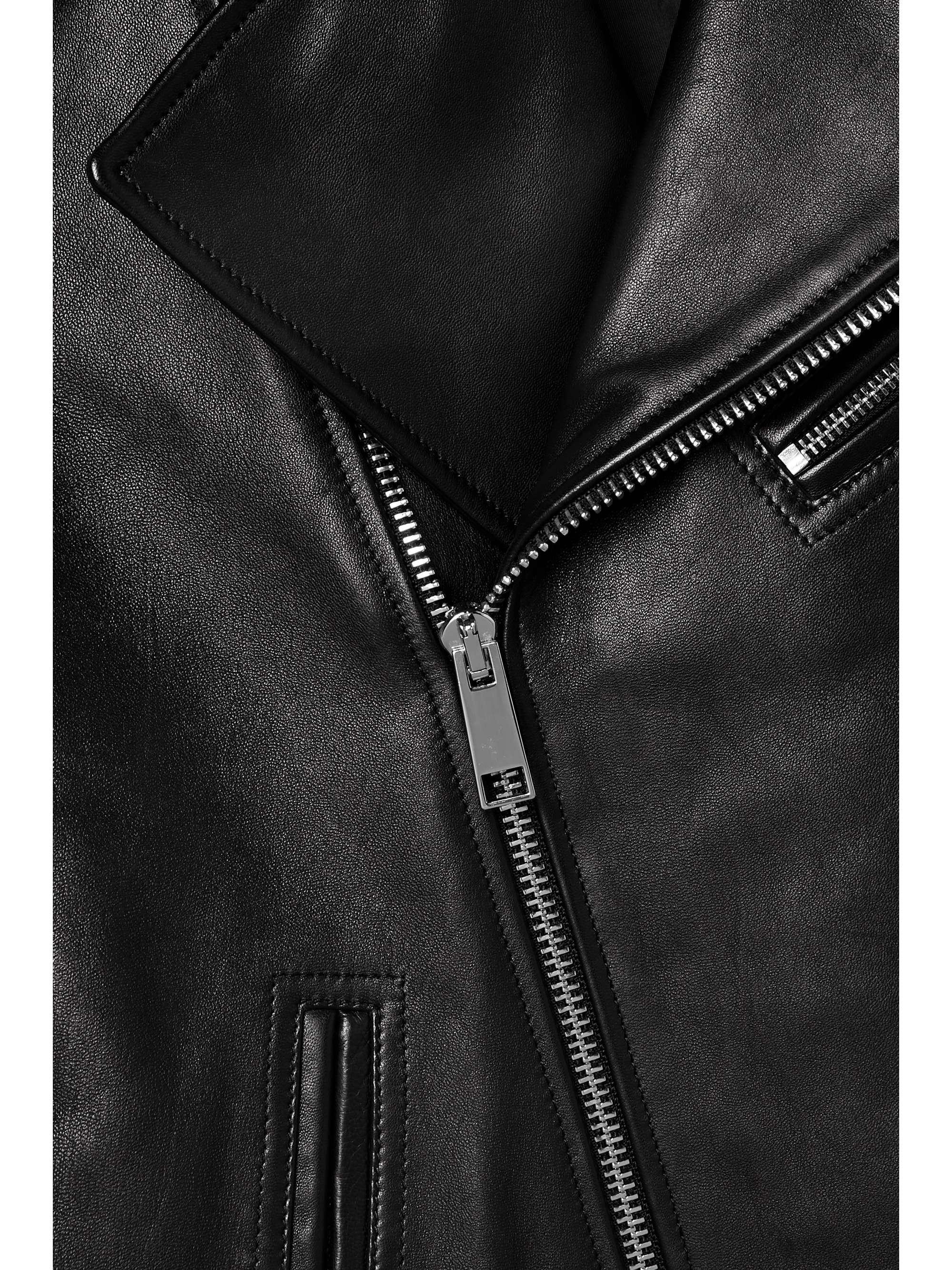 NILI LOTAN Avoye tie-detailed leather biker jacket
