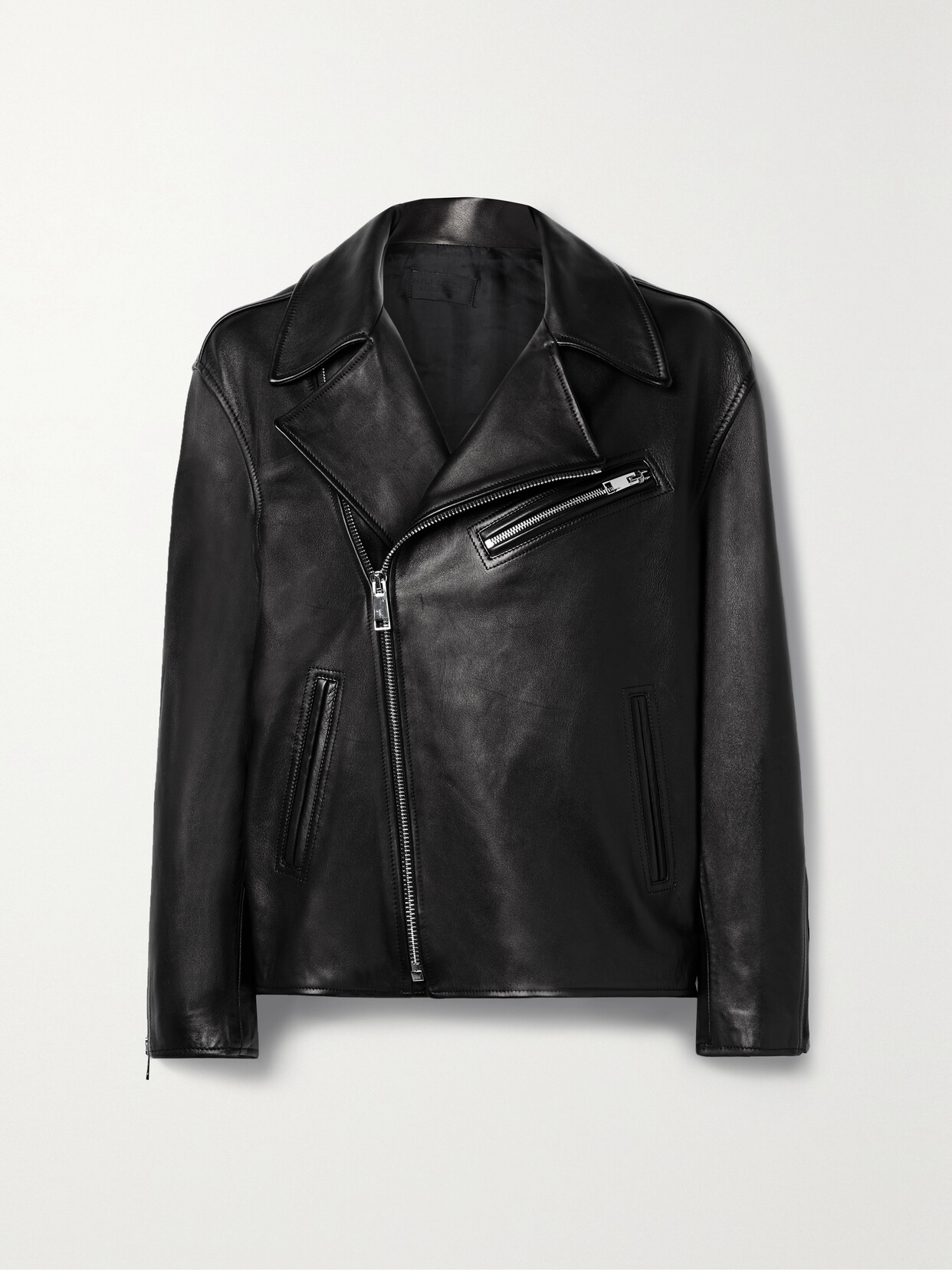 Nili Lotan - Avoye Tie-detailed Leather Biker Jacket - Black