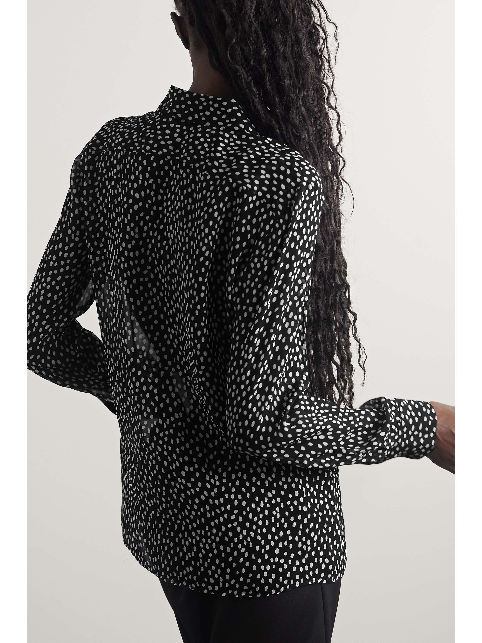 NILI LOTAN Oriane ruffled polka-dot silk-chiffon top
