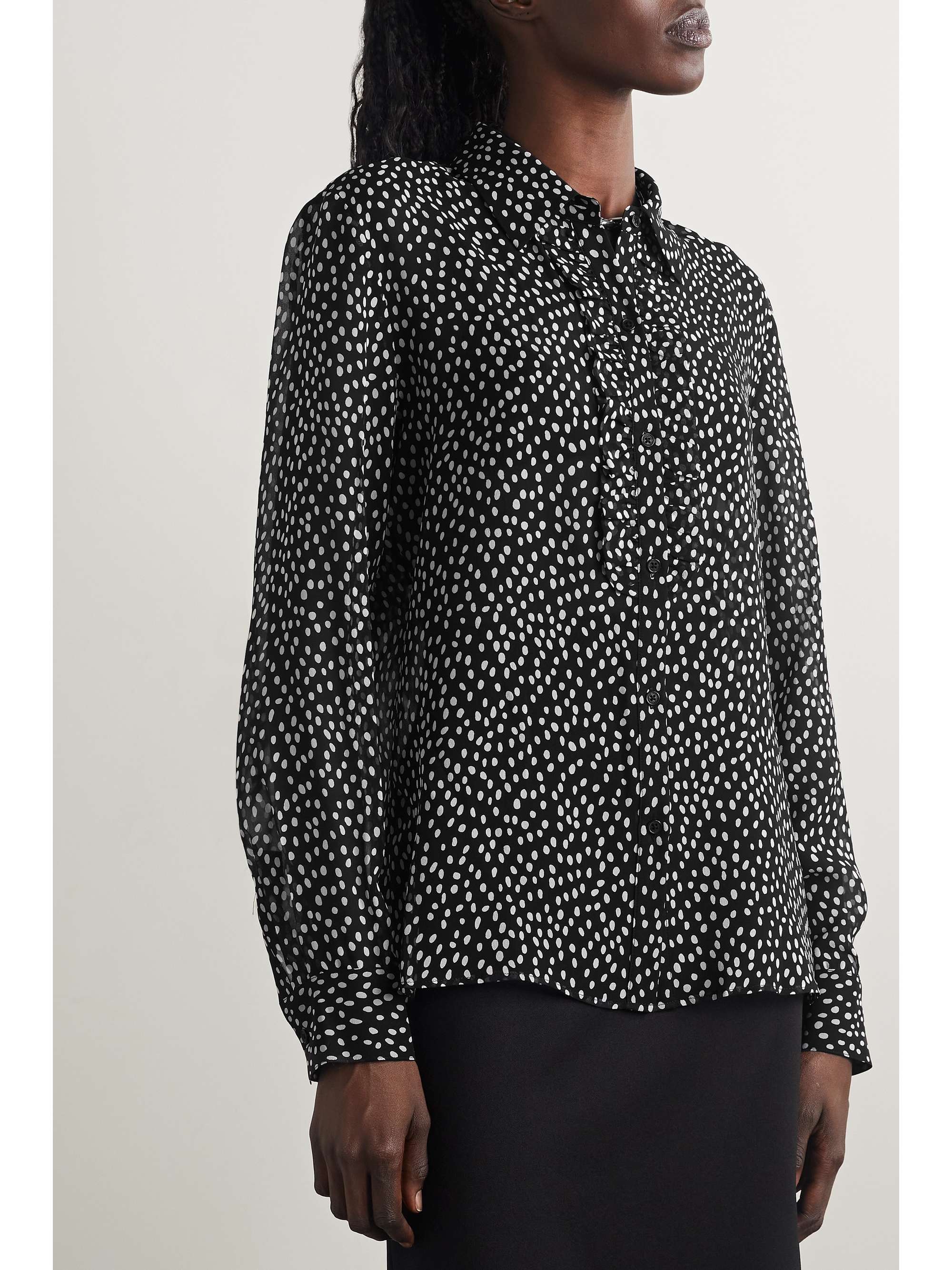 NILI LOTAN Oriane ruffled polka-dot silk-chiffon top