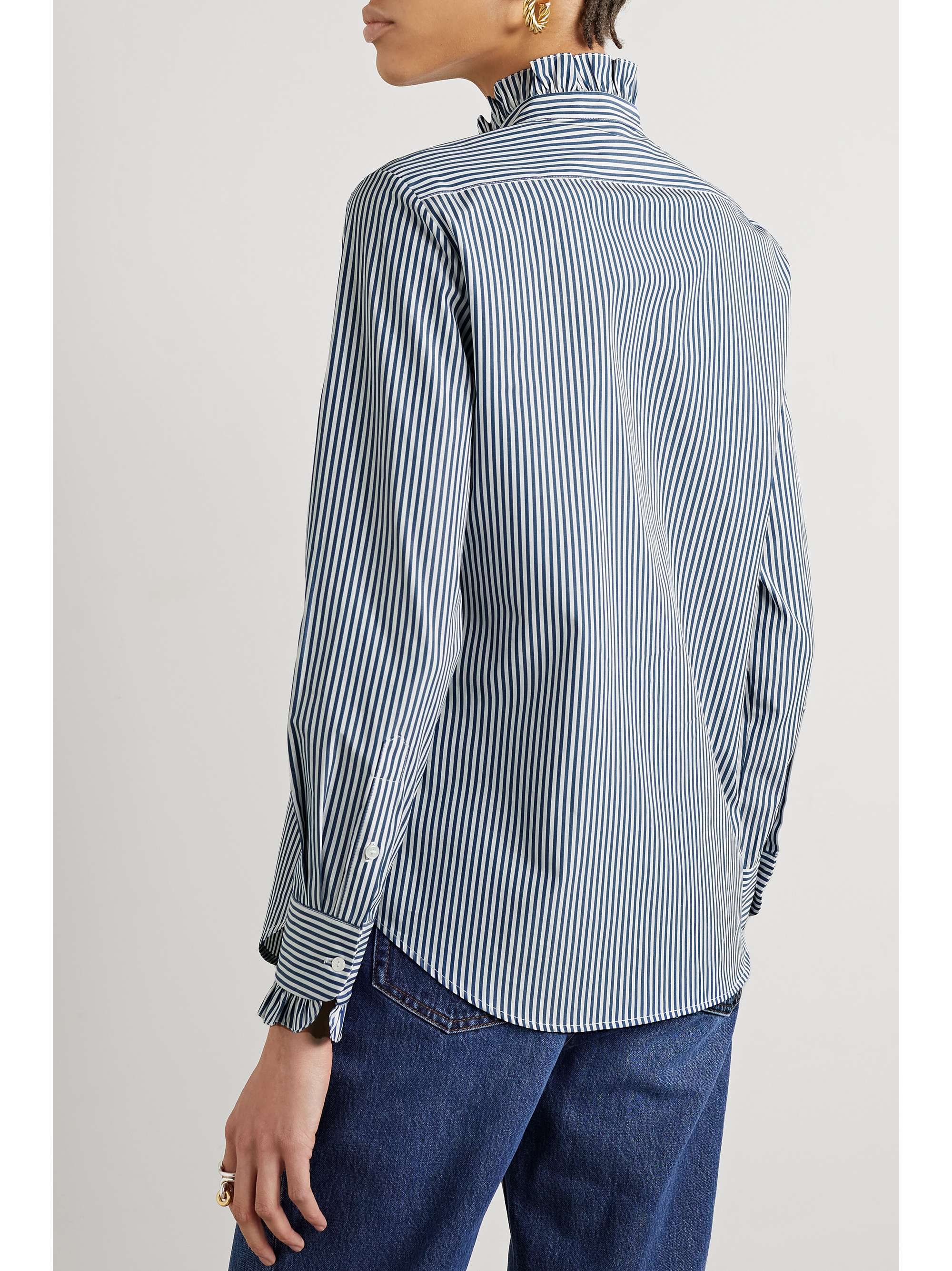 NILI LOTAN Lydia ruffled striped cotton-poplin shirt