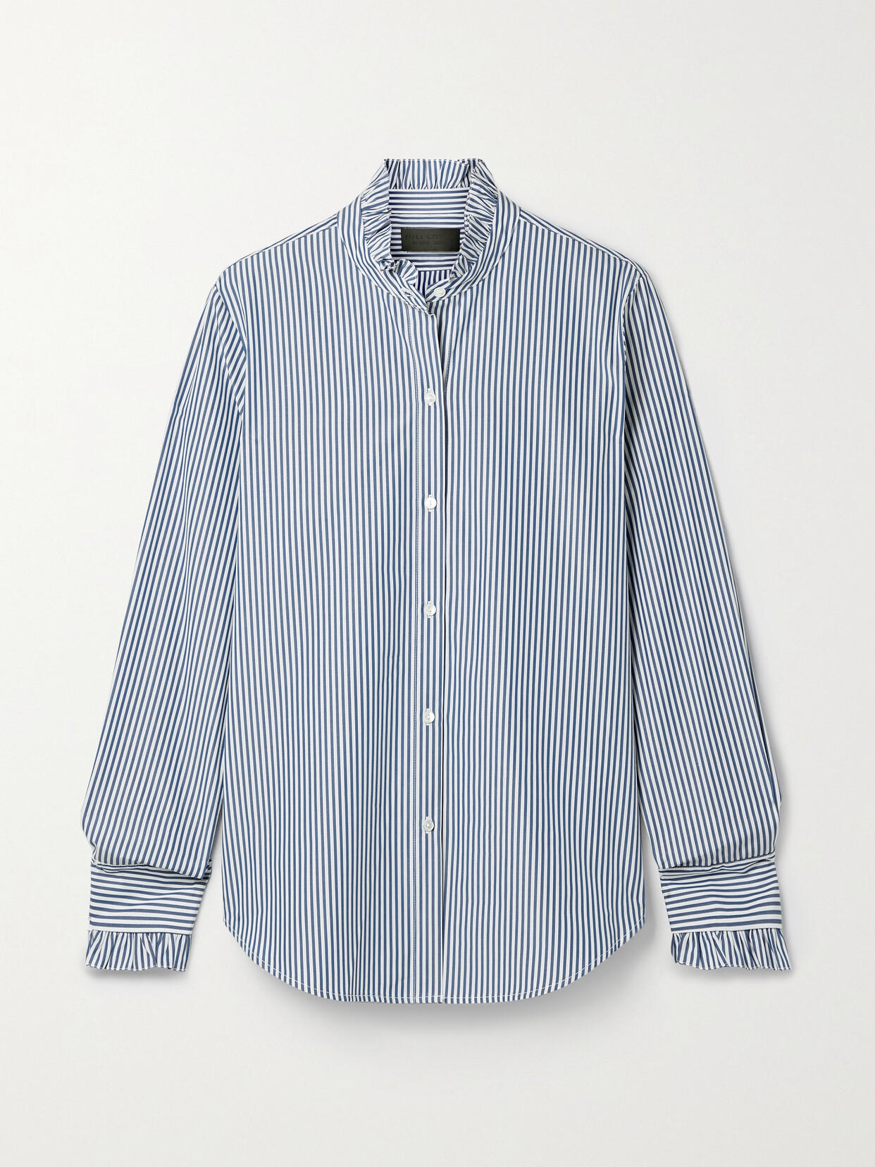 Nili Lotan - Lydia Ruffled Striped Cotton-poplin Shirt - Blue