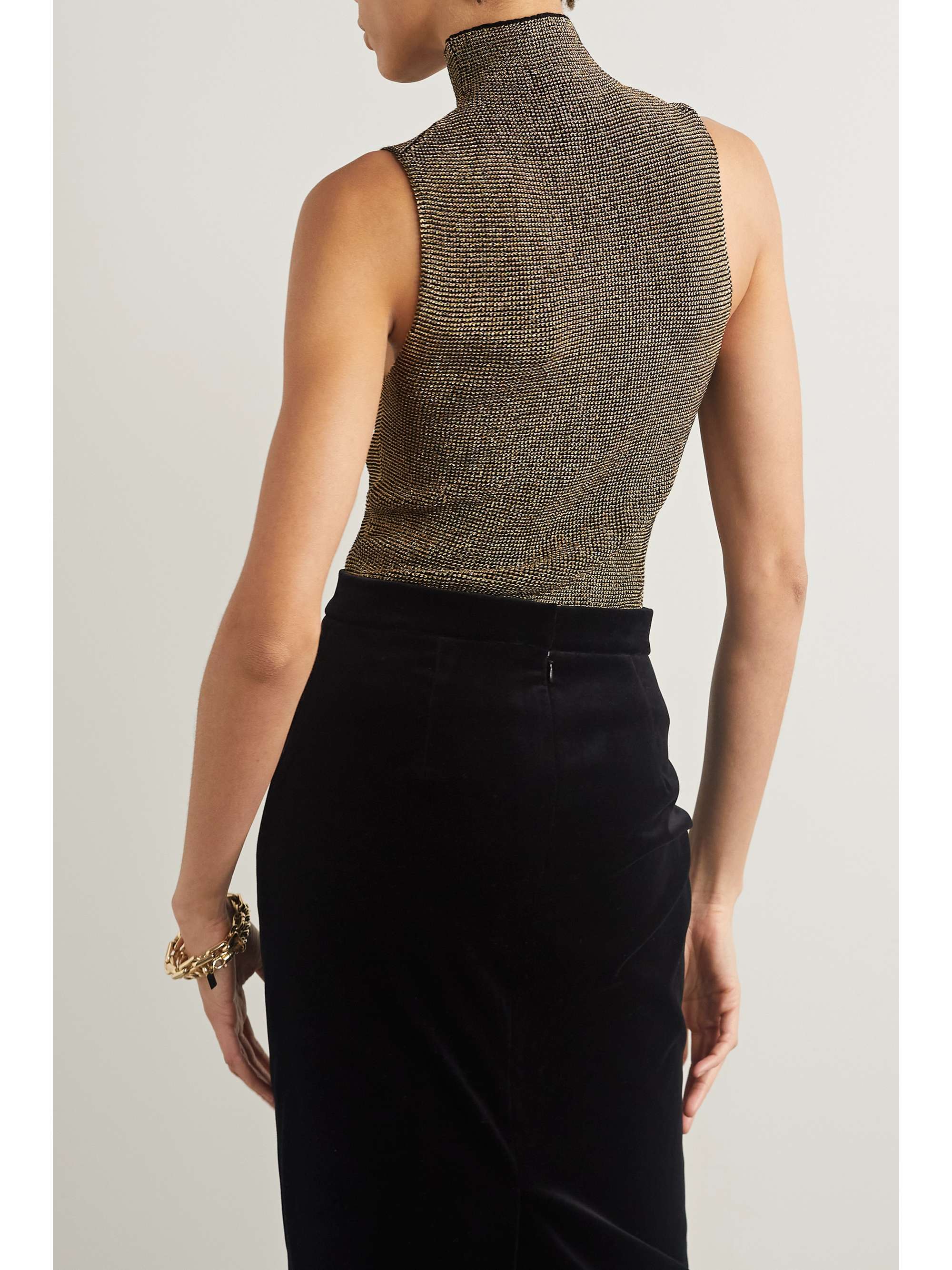 NILI LOTAN Cruz metallic knitted tank