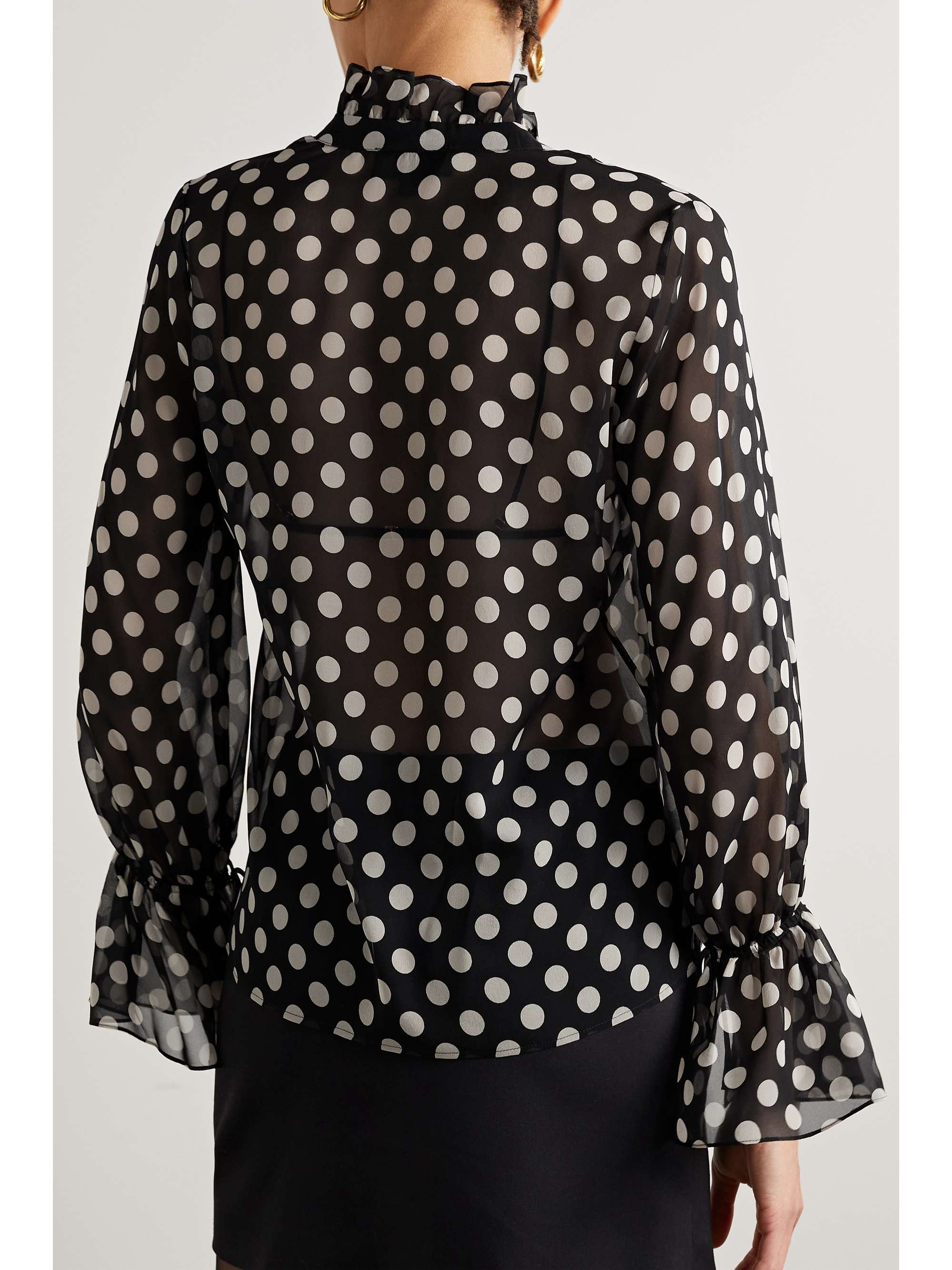 NILI LOTAN Demi ruffled polka-dot silk-georgette blouse