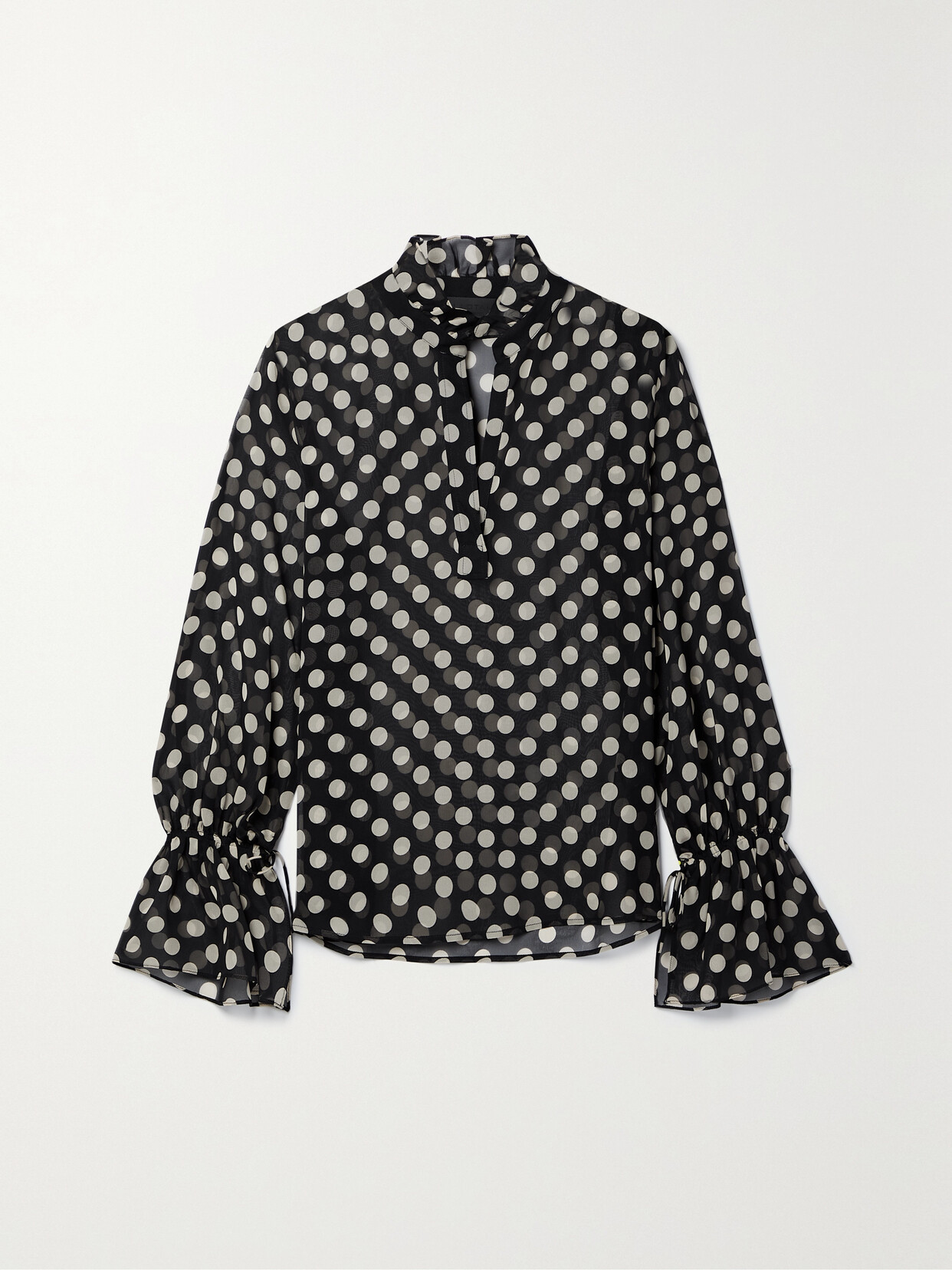 Nili Lotan - Demi Ruffled Polka-dot Silk-georgette Blouse - Black