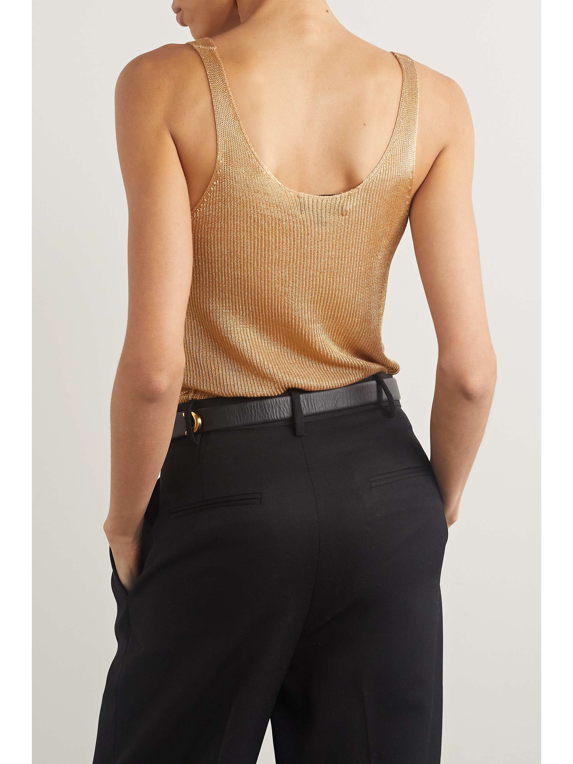 NILI LOTAN Yeva metallic ribbed-knit tank