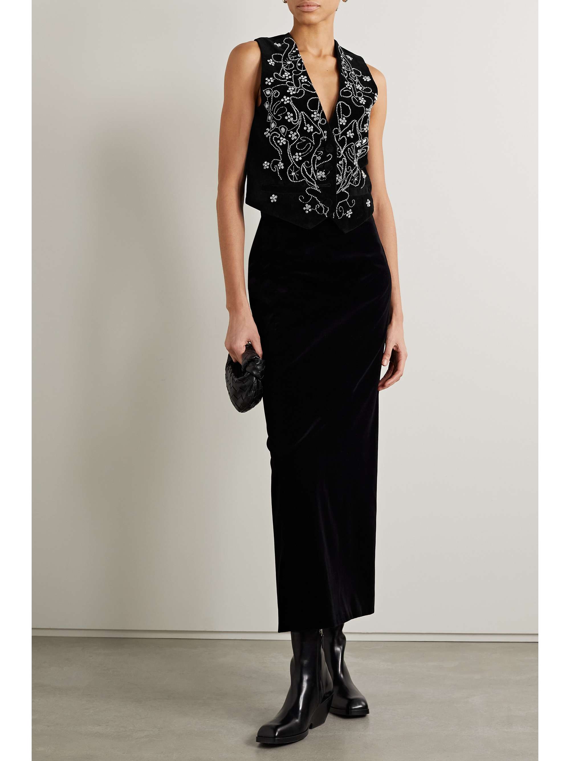 NILI LOTAN Guillaume crystal-embellished velvet vest