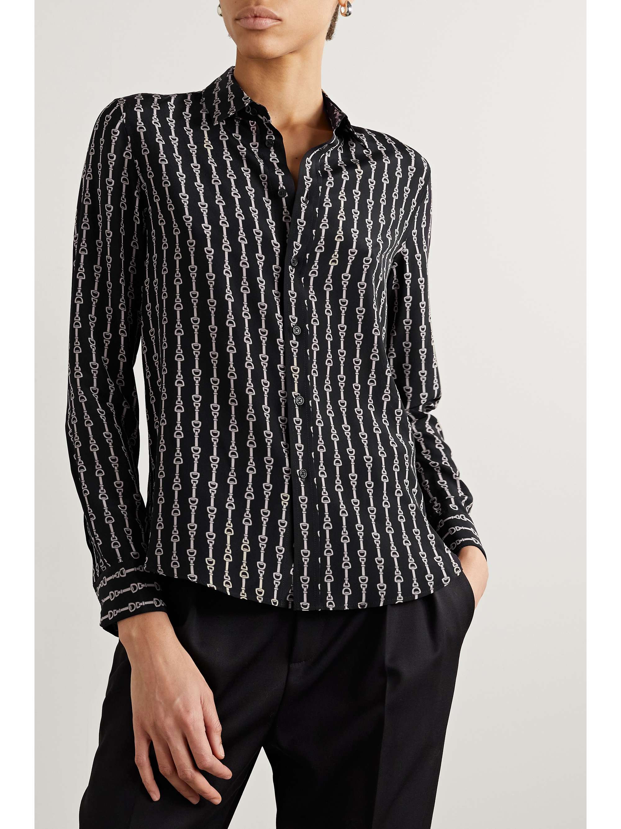 NILI LOTAN Gaia printed silk-chiffon shirt