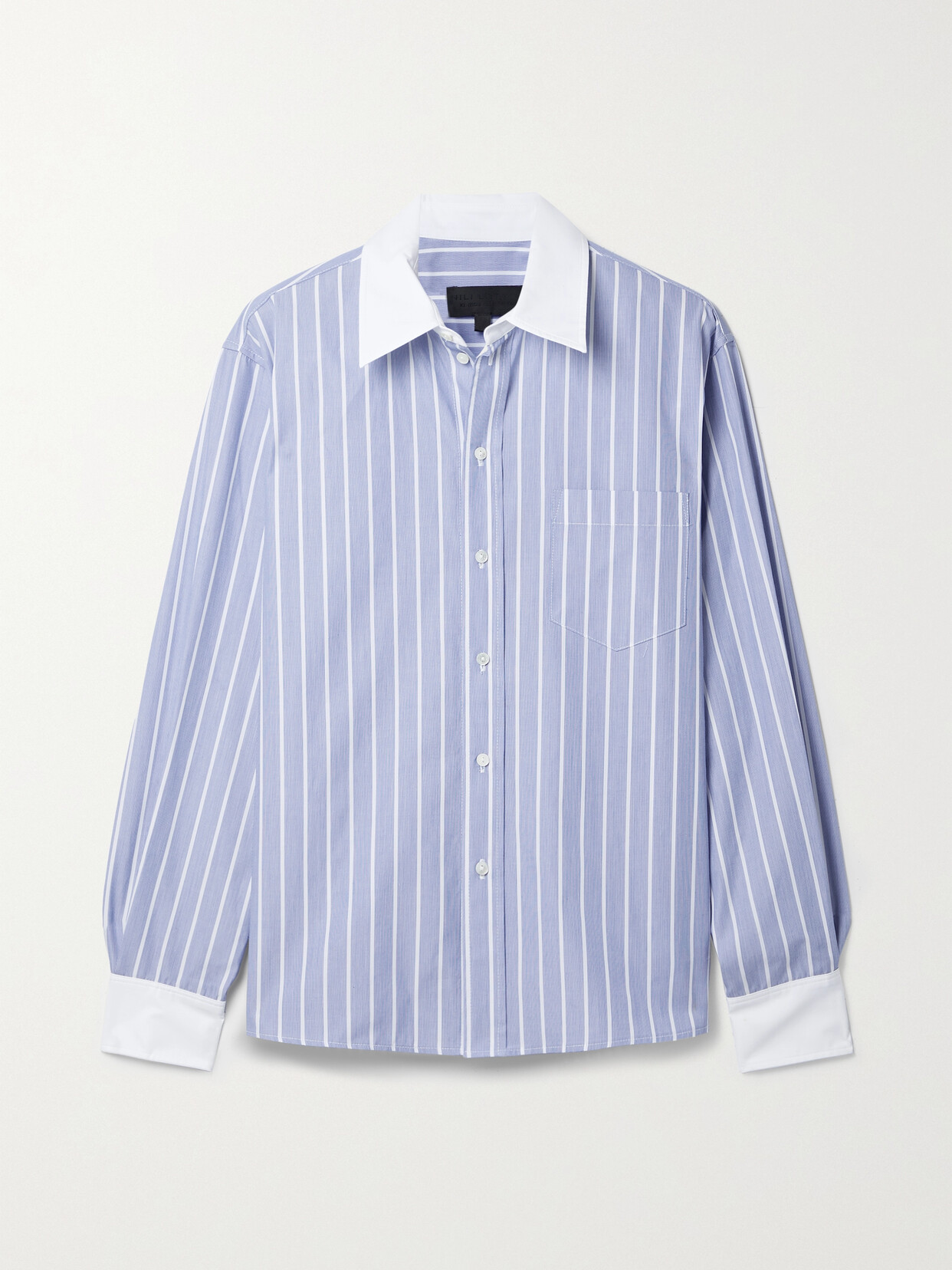 NILI LOTAN TELMA STRIPED COTTON-POPLIN SHIRT