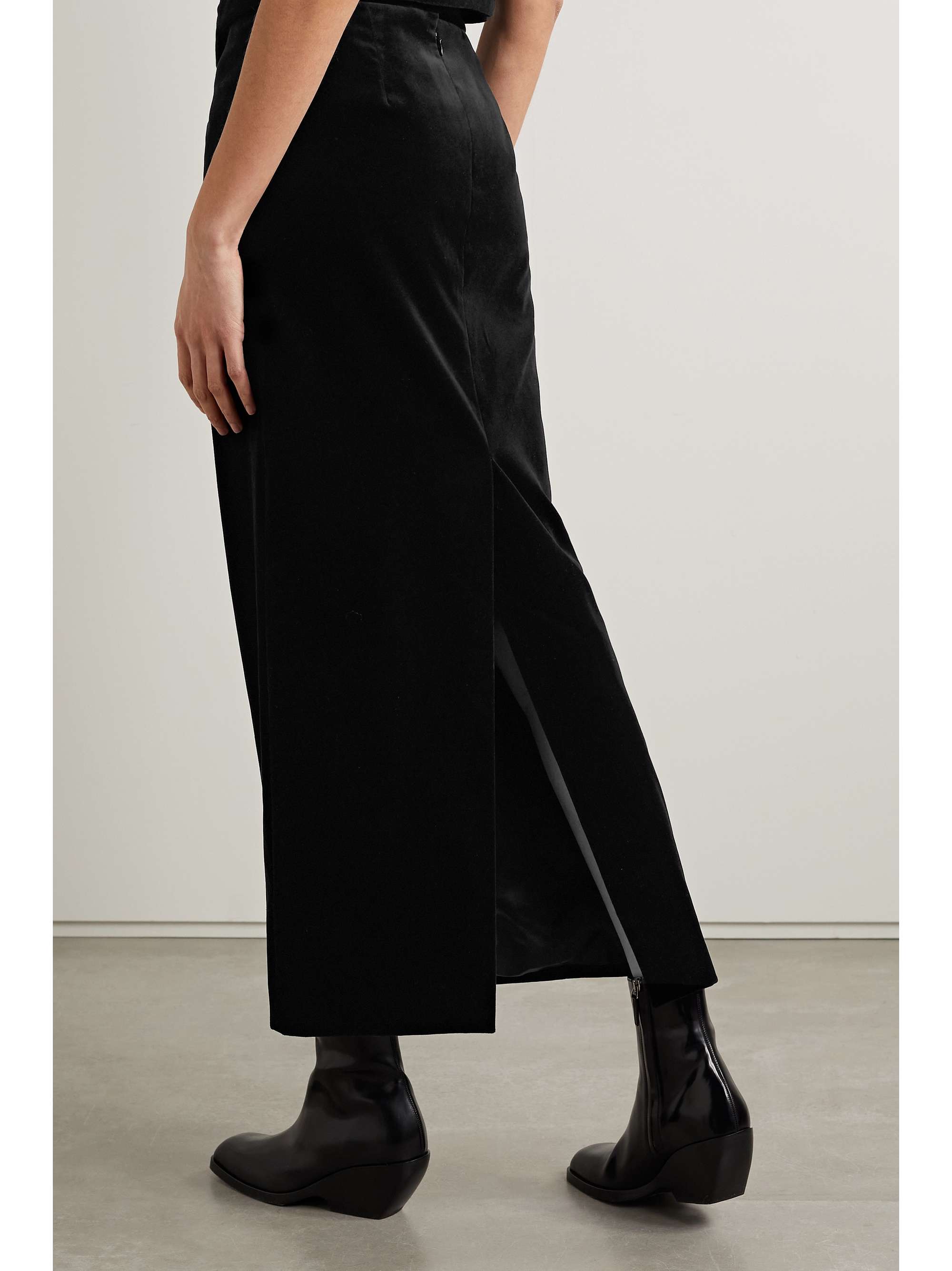 NILI LOTAN Belle cotton-blend velvet maxi skirt