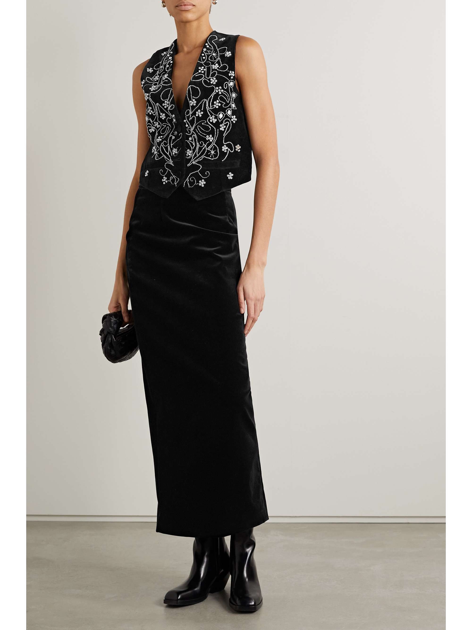 NILI LOTAN Belle cotton-blend velvet maxi skirt