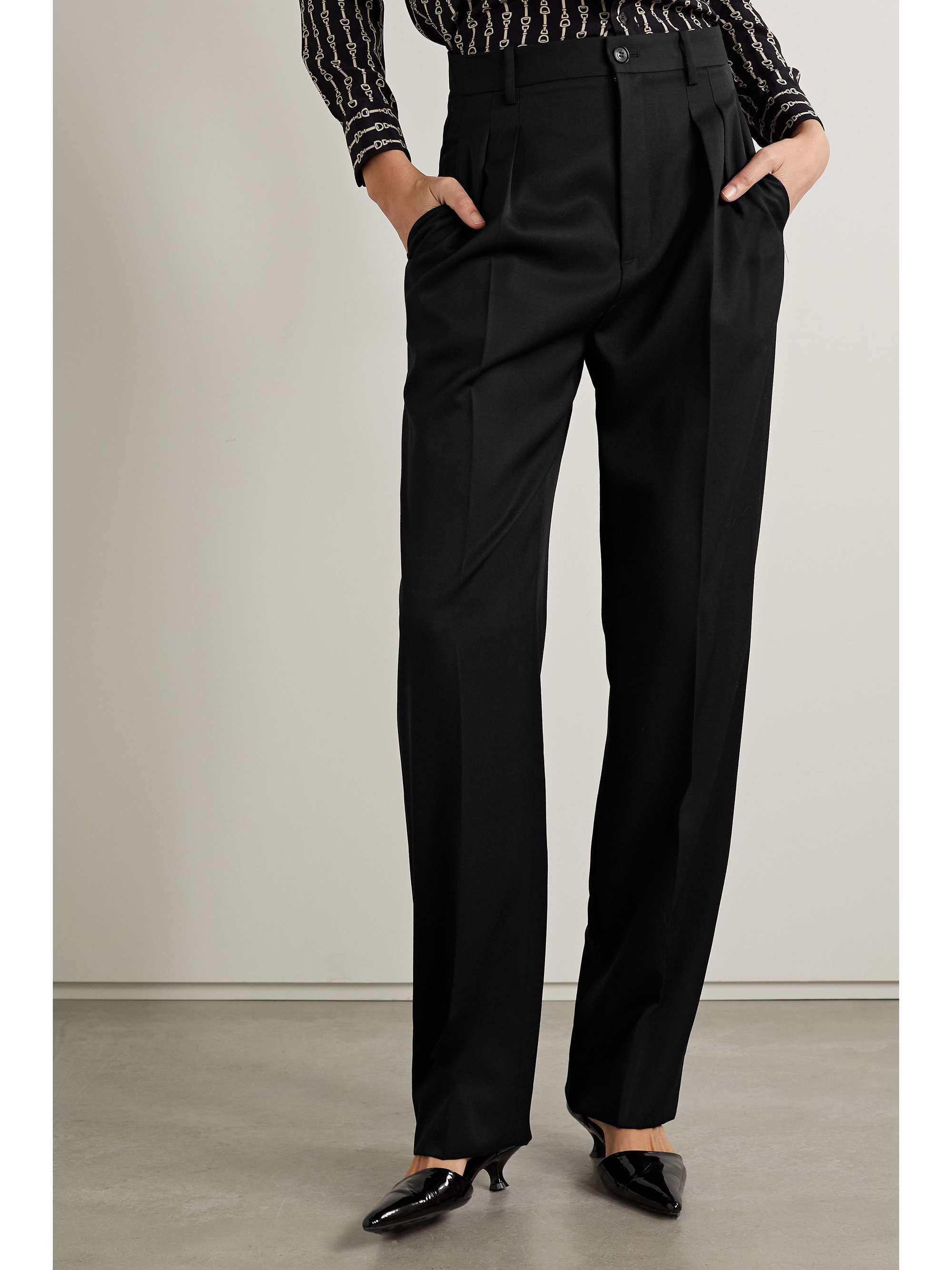 NILI LOTAN Etienne pleated wool straight-leg pants