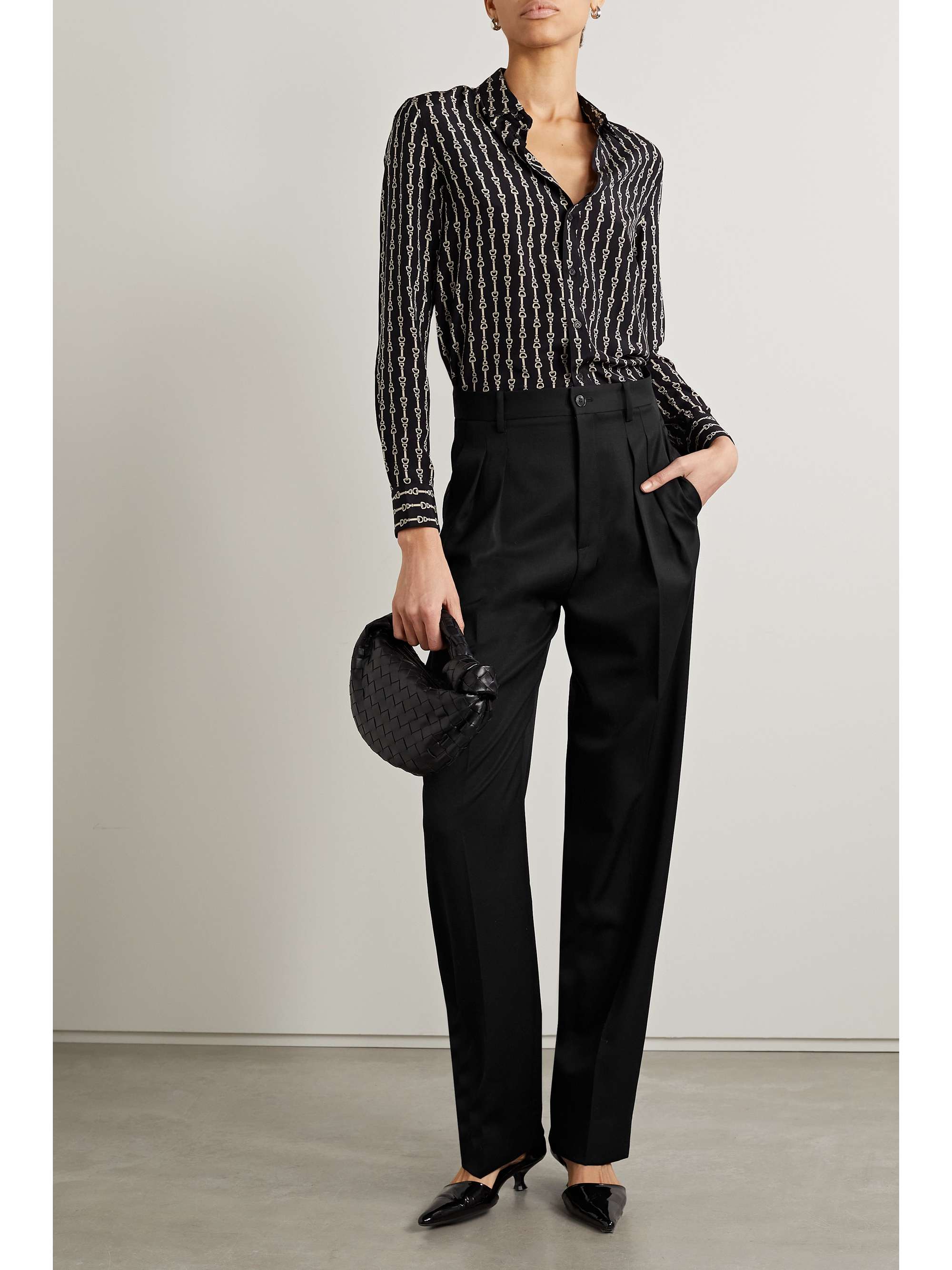 NILI LOTAN Etienne pleated wool straight-leg pants