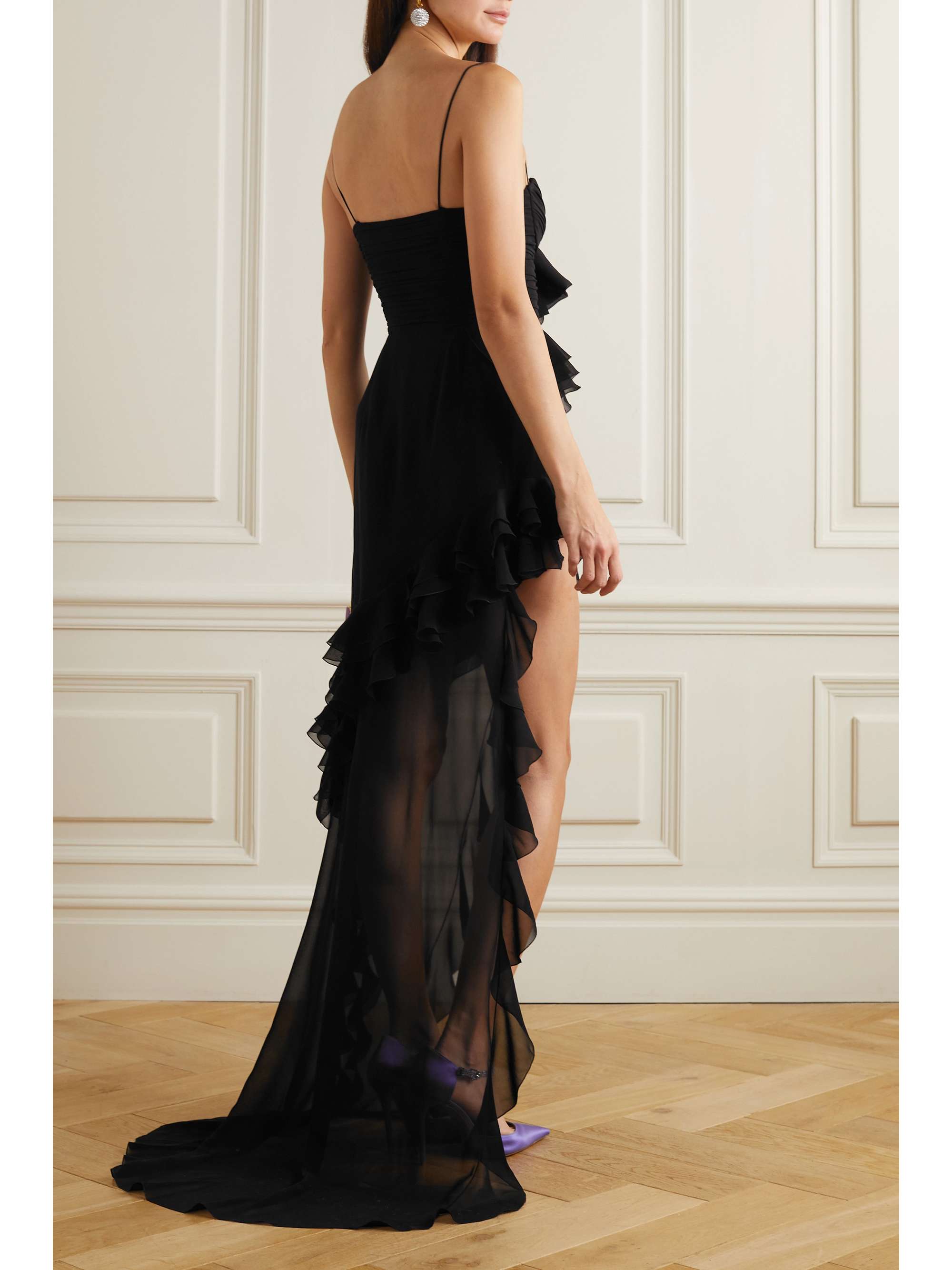 ALESSANDRA RICH Asymmetric embellished tie-dyed silk-georgette gown
