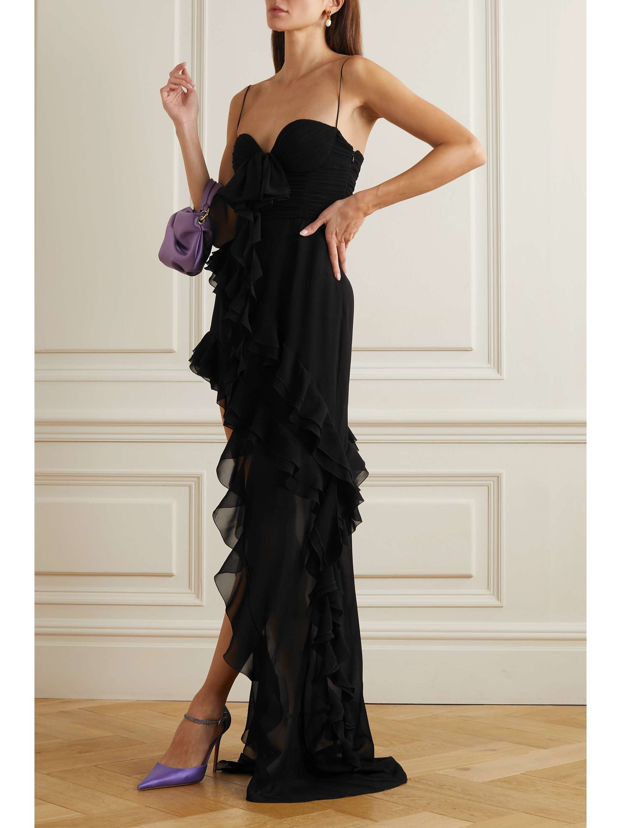 ALESSANDRA RICH Asymmetric embellished tie-dyed silk-georgette gown