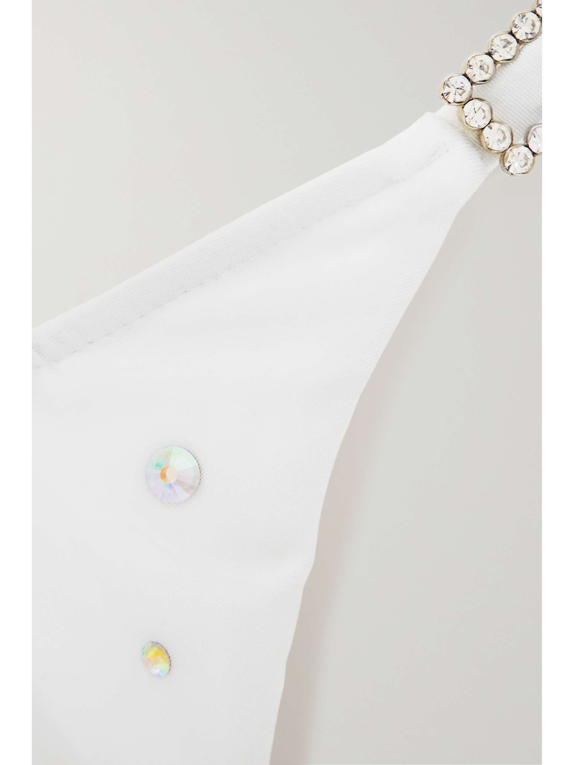 ALESSANDRA RICH Crystal-embellished floral-print stretch-lamé halterneck triangle bikini