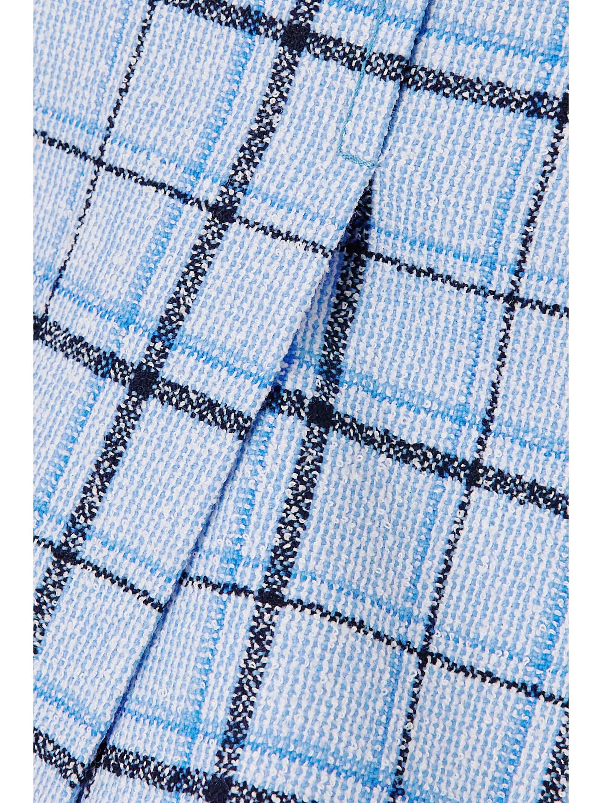 ALESSANDRA RICH Button-embellished pleated checked wool-blend tweed mini skirt