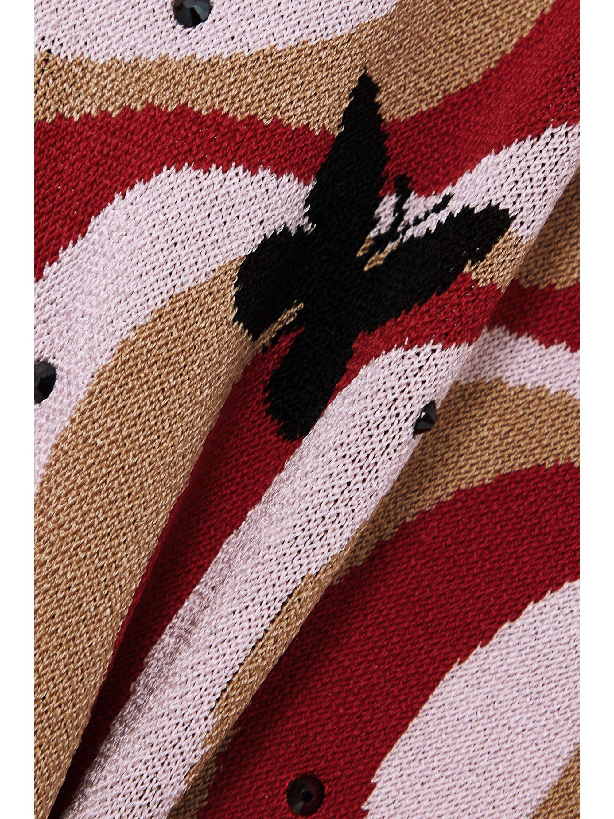 ALESSANDRA RICH Cropped embellished jacquard-knit top