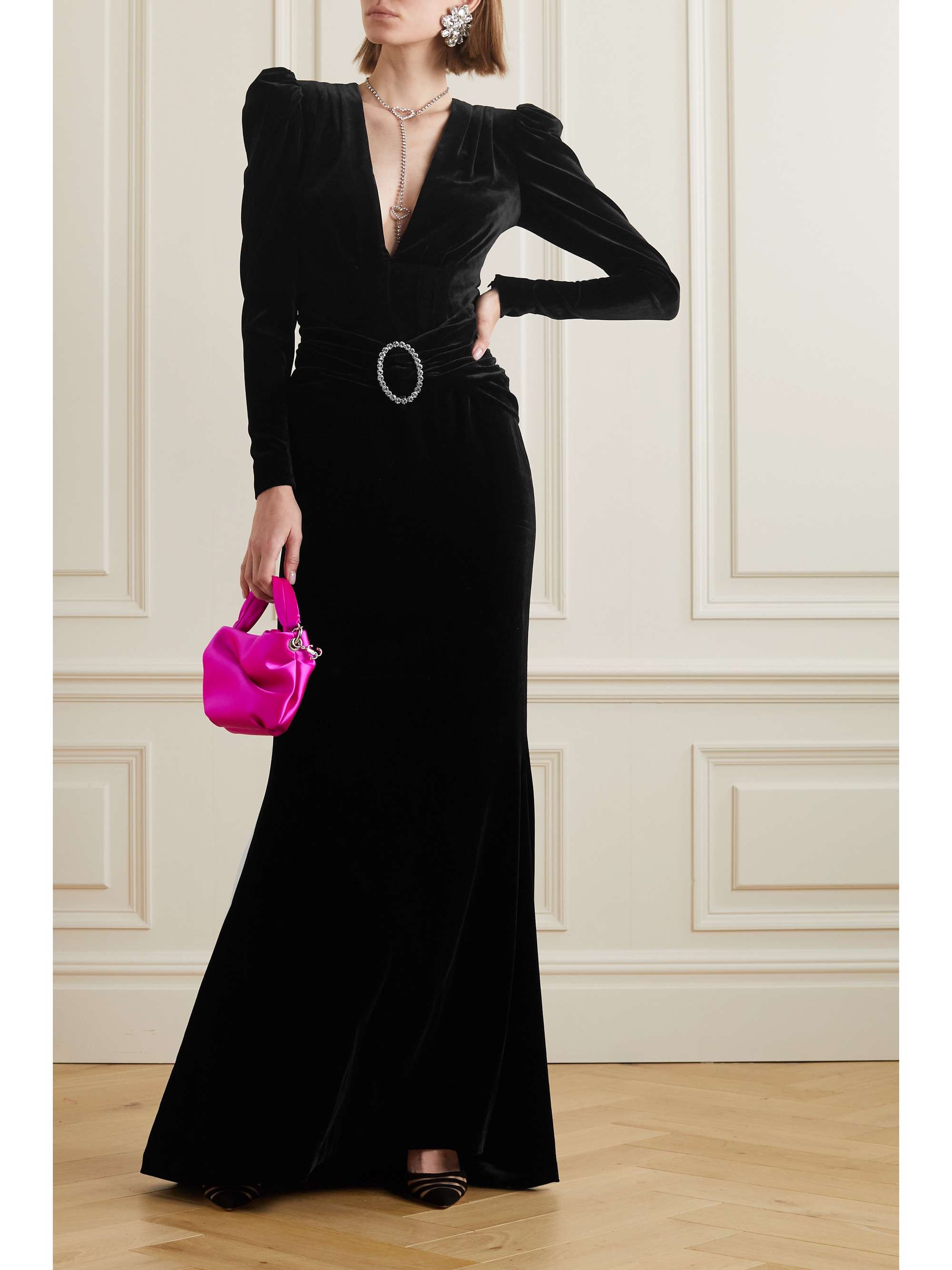 ALESSANDRA RICH Crystal-embellished velvet gown