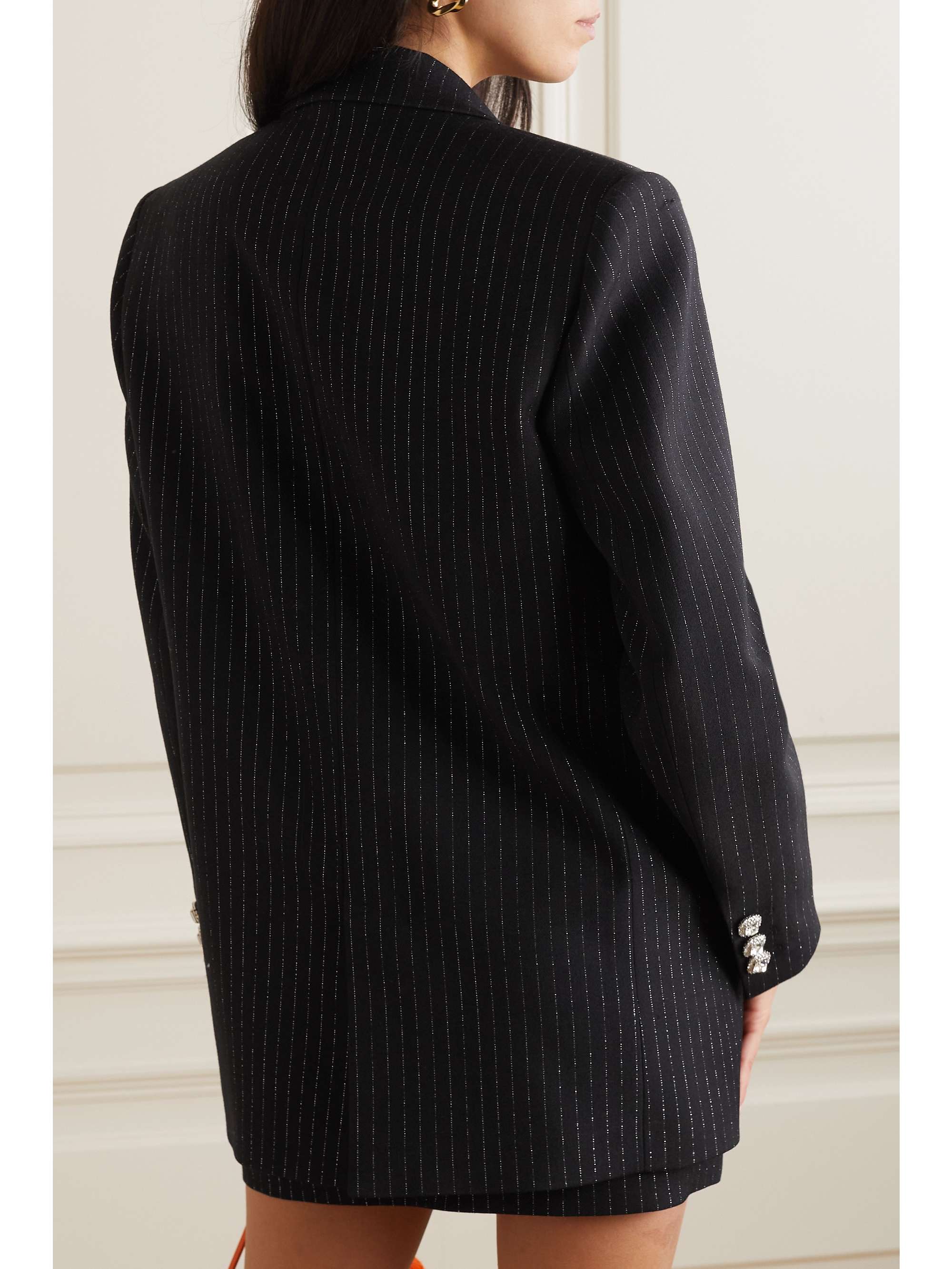 ALESSANDRA RICH Embellished pinstriped metallic wool-blend twill blazer