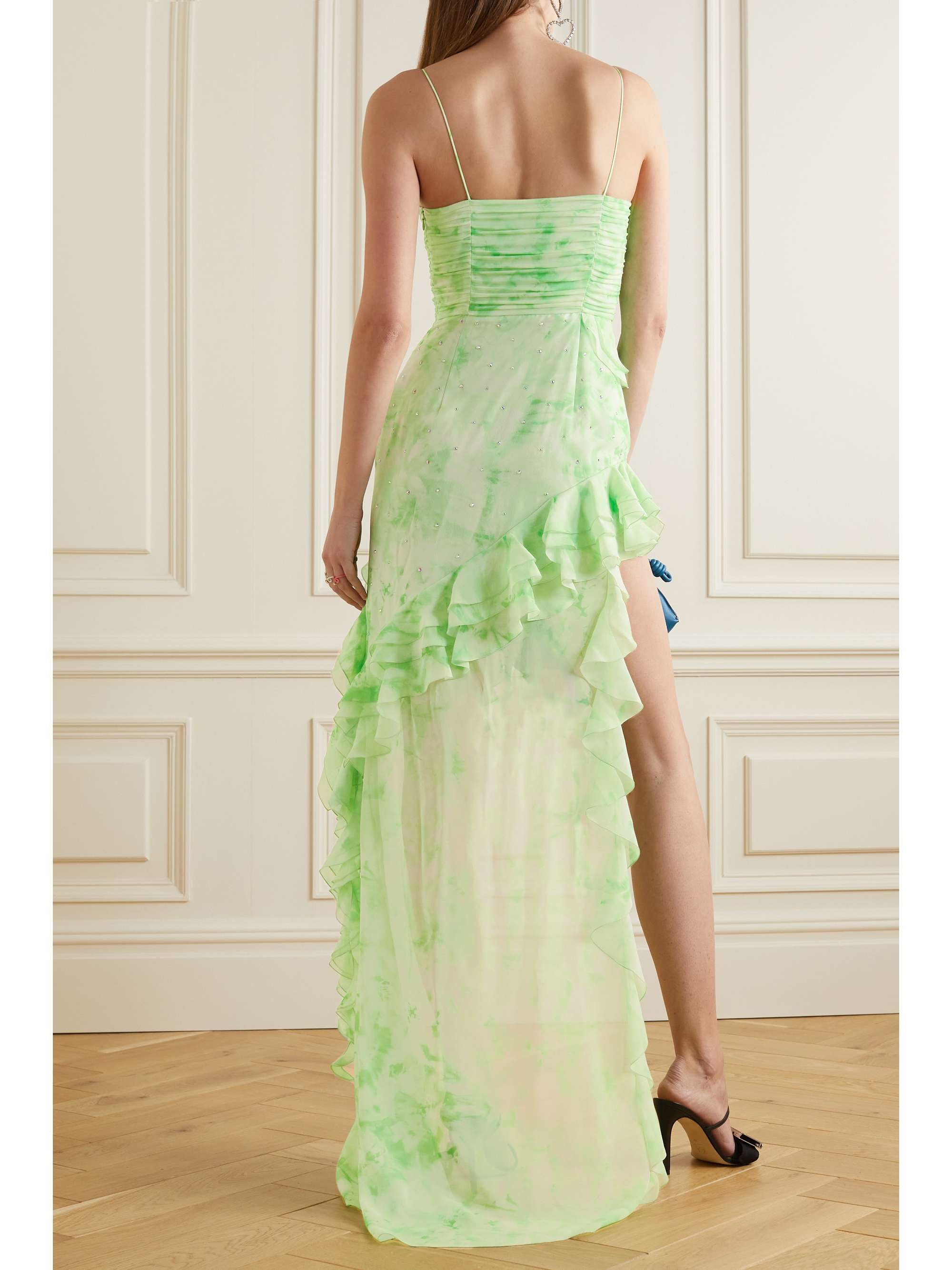 ALESSANDRA RICH Asymmetric embellished tie-dyed silk-georgette gown