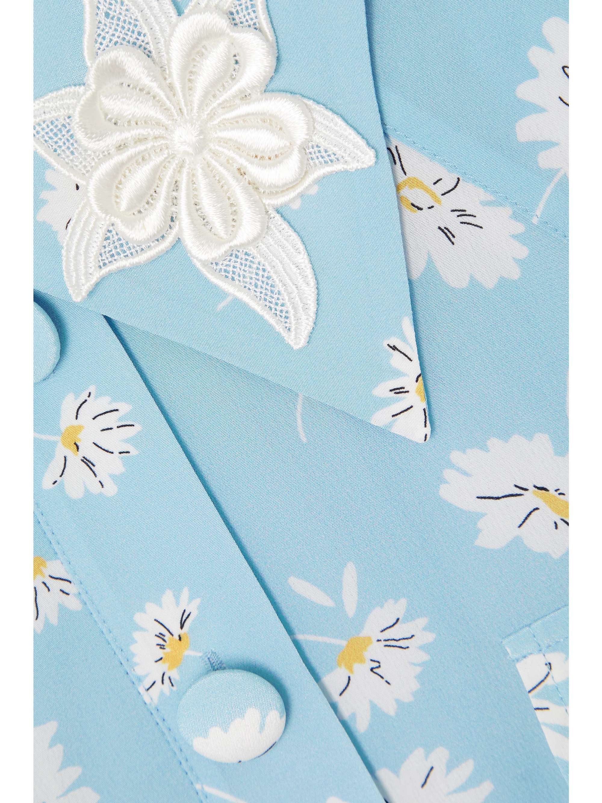ALESSANDRA RICH Button-embellished printed pleated silk midi dress