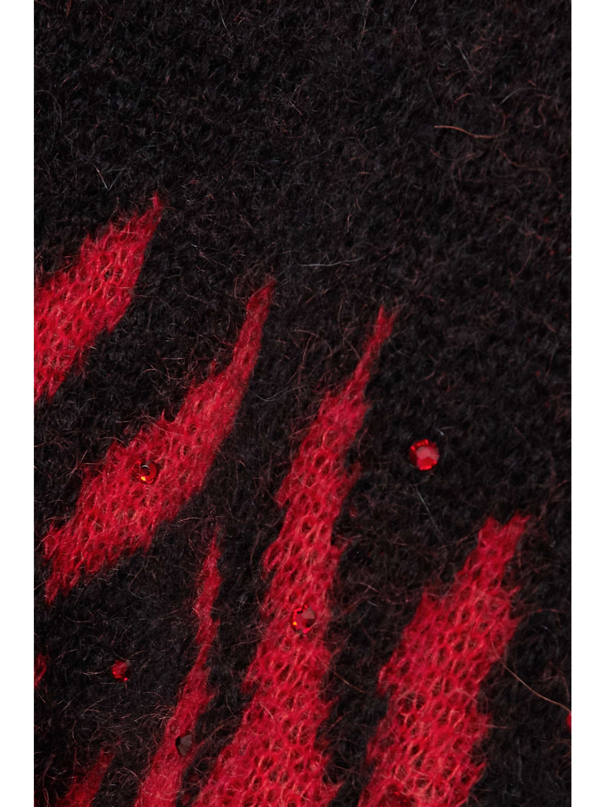 ALESSANDRA RICH Flame embellished mohair-blend jacquard cardigan