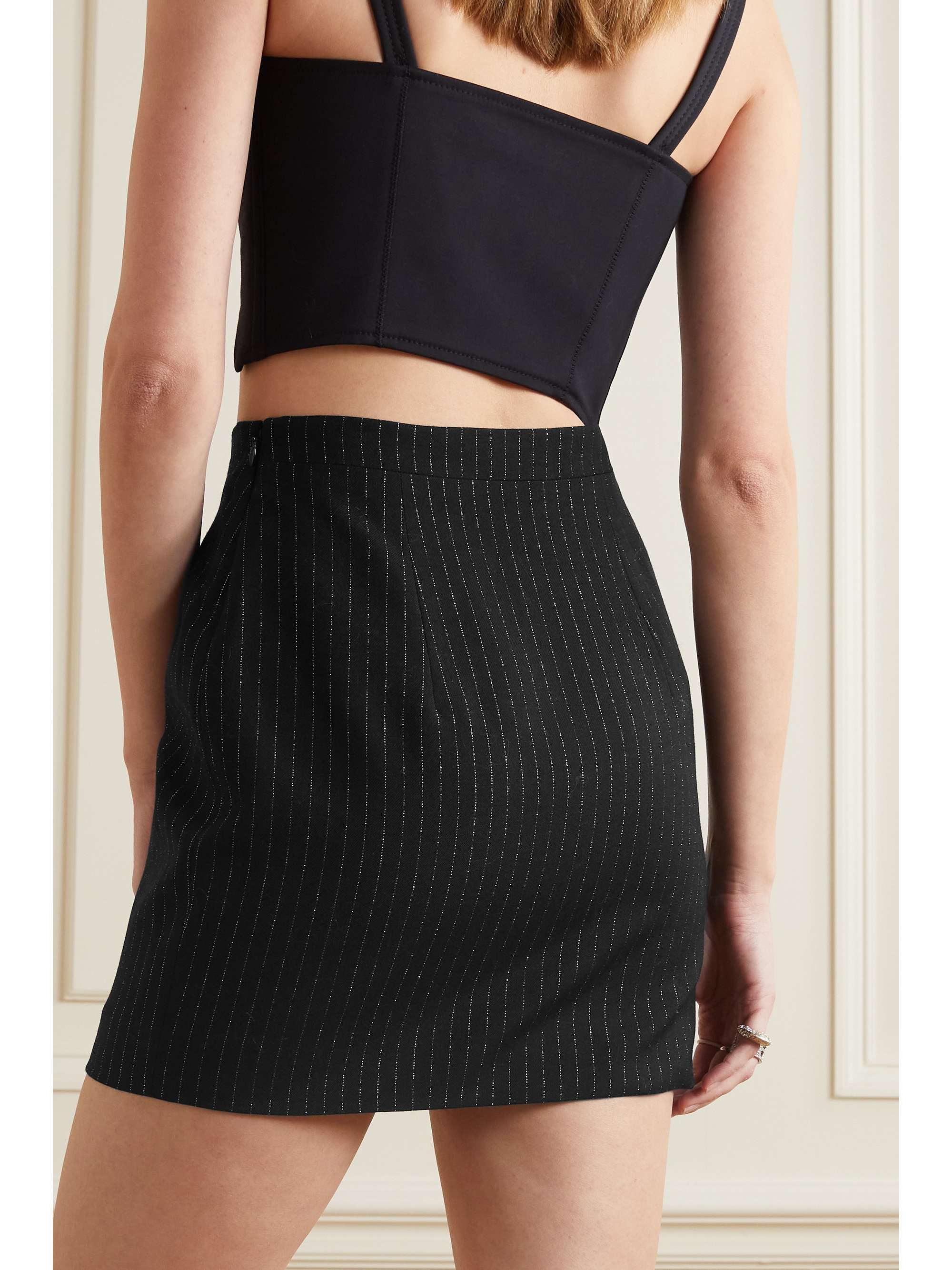ALESSANDRA RICH Houndstooth wool-blend tweed mini skirt