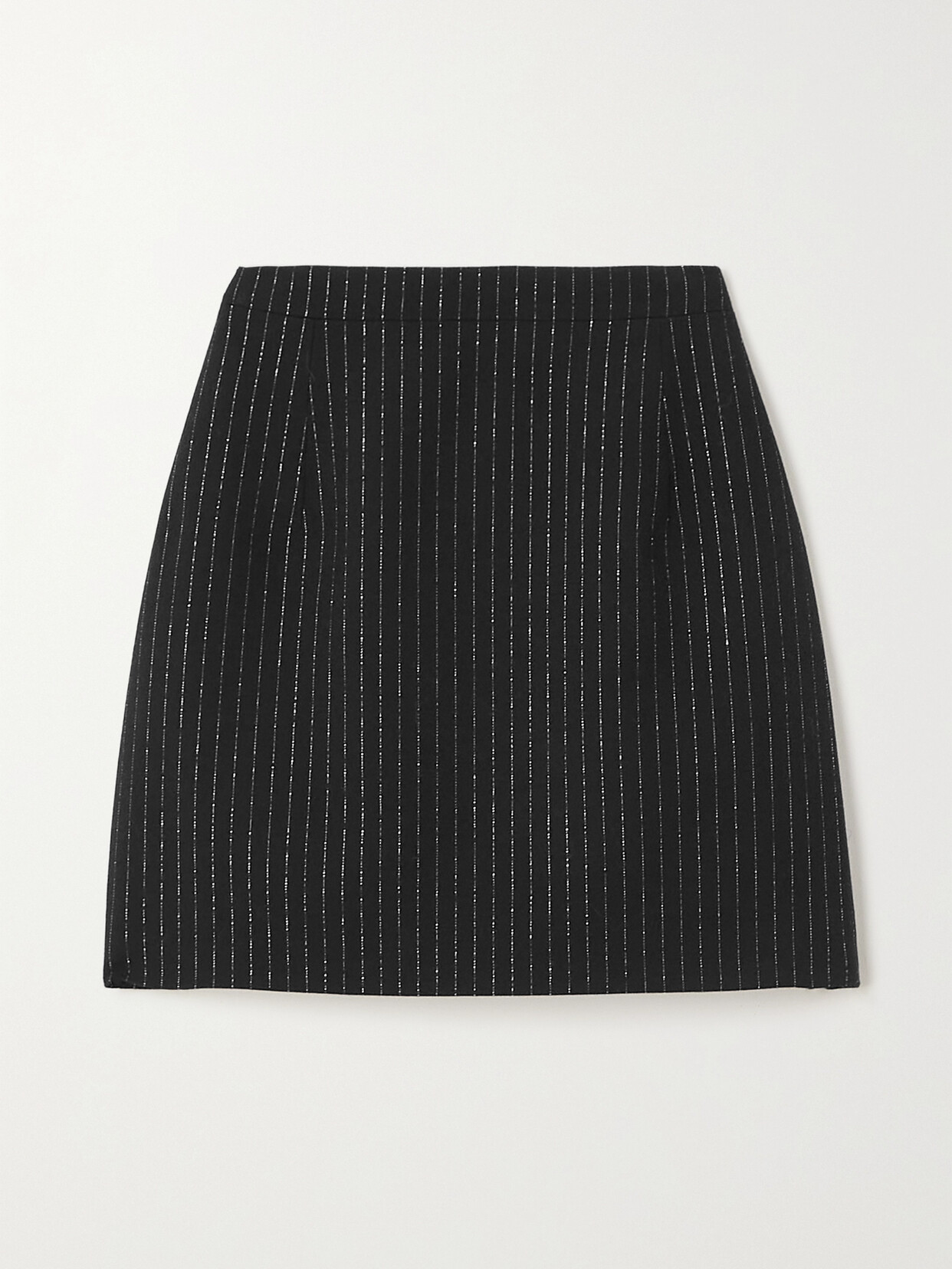 Alessandra Rich Metallic Pinstriped Wool-blend Mini Skirt - Black