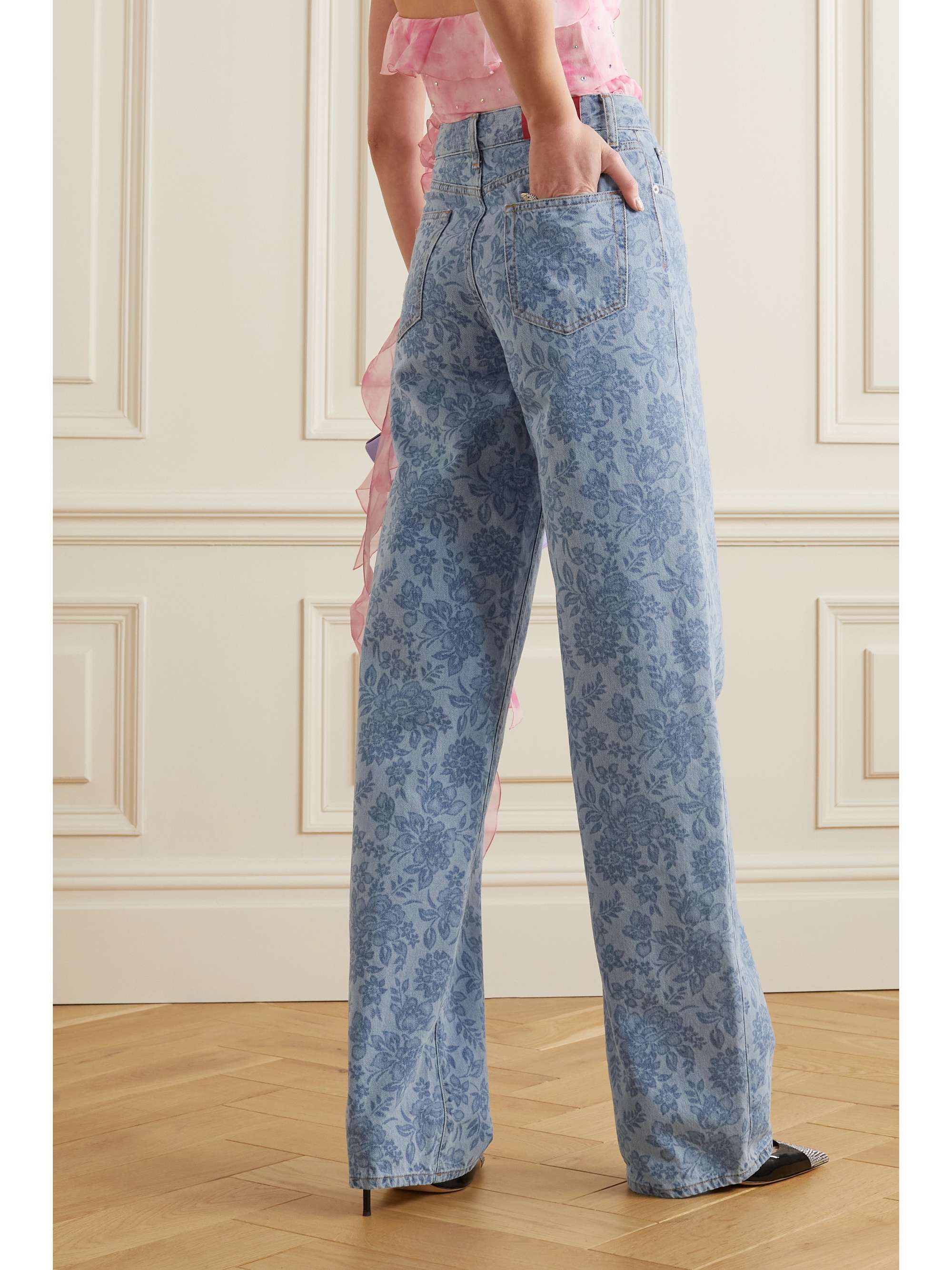 ALESSANDRA RICH Floral-print wide-leg jeans