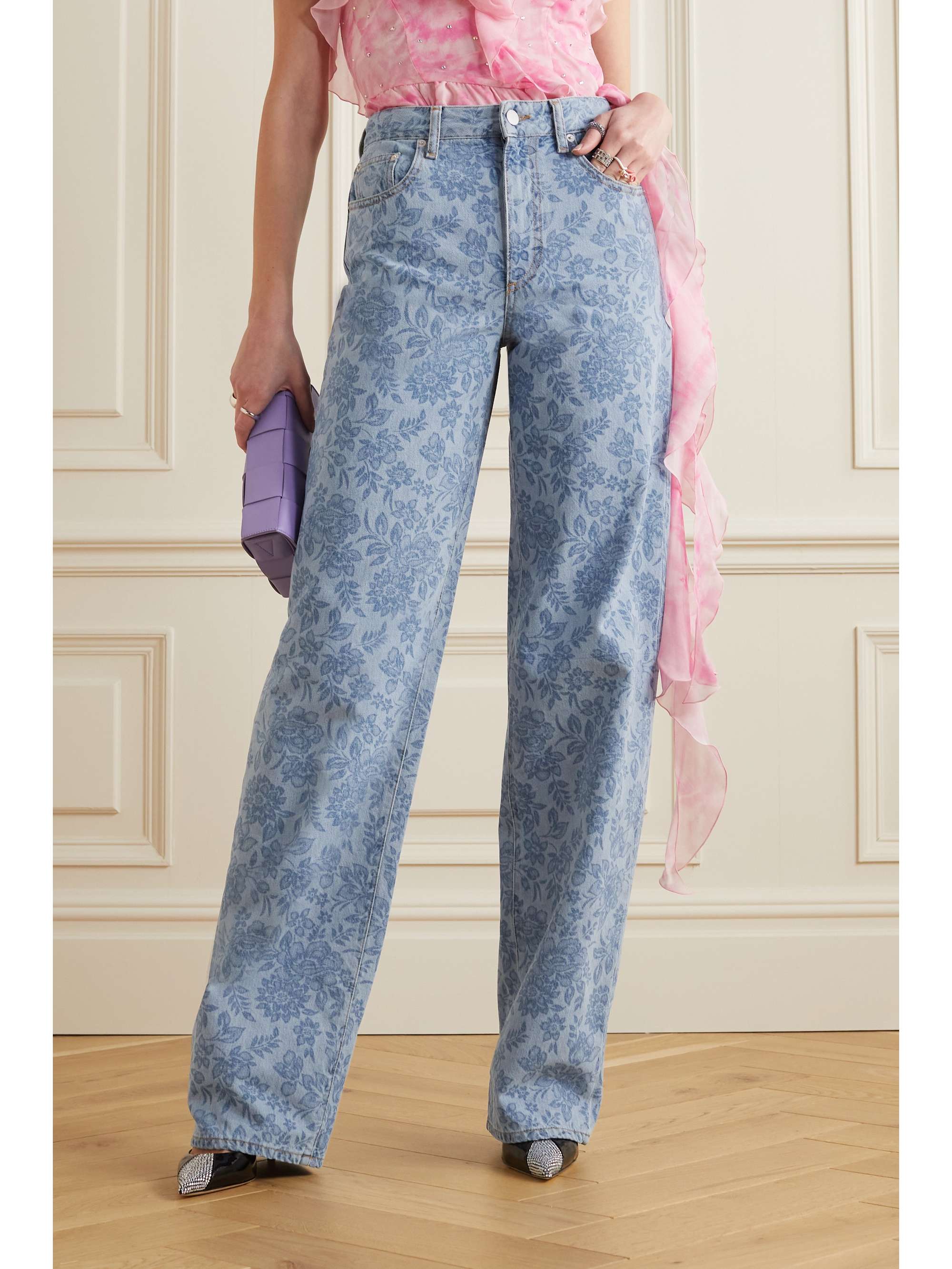 ALESSANDRA RICH Floral-print wide-leg jeans