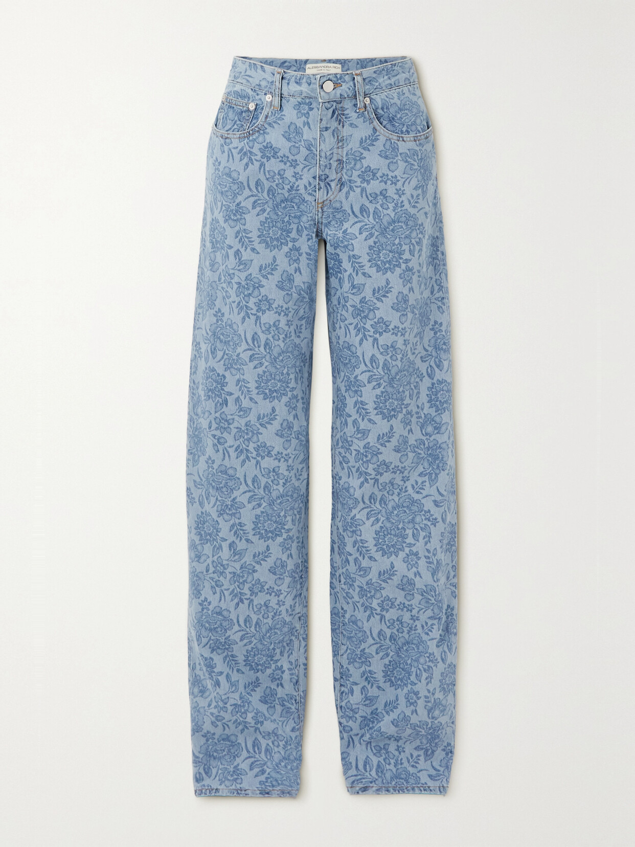 Alessandra Rich Floral-print Wide-leg Jeans - Blue