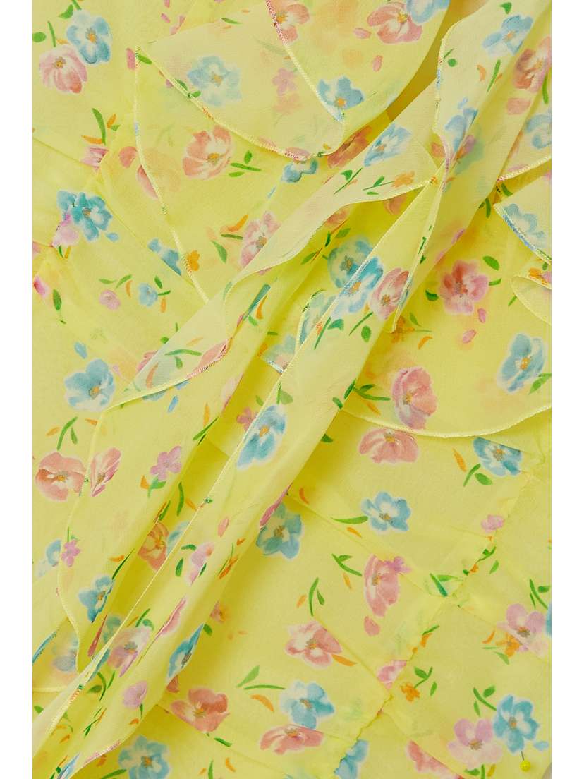 Alessandra Rich | Violet Cutout Ruffled Floral-print Silk