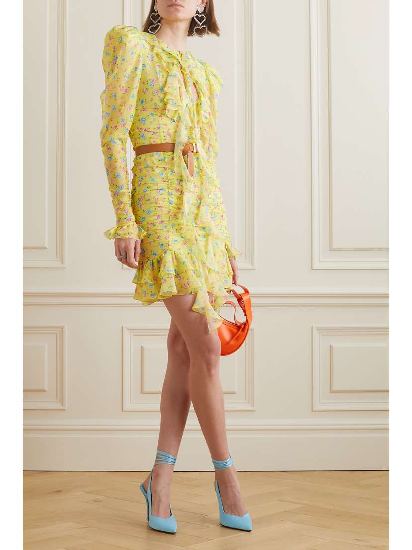 Alessandra Rich | Violet Cutout Ruffled Floral-print Silk