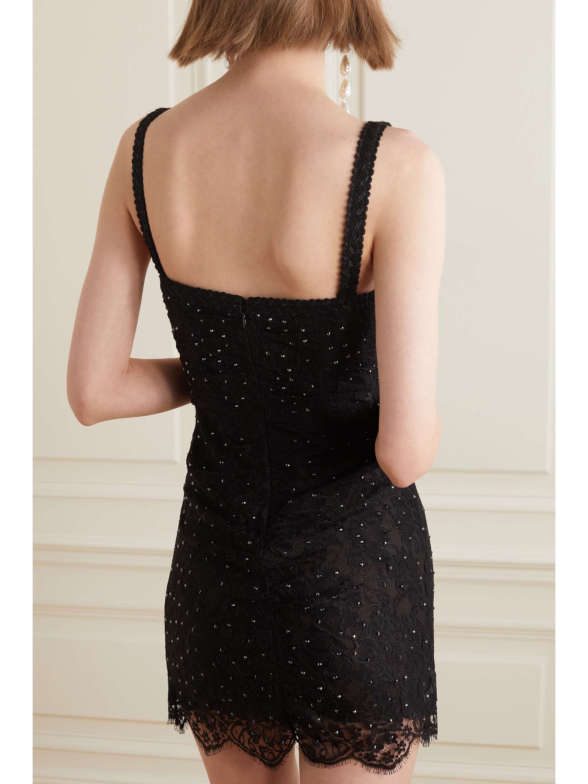 ALESSANDRA RICH Crystal-embellished lace mini dress