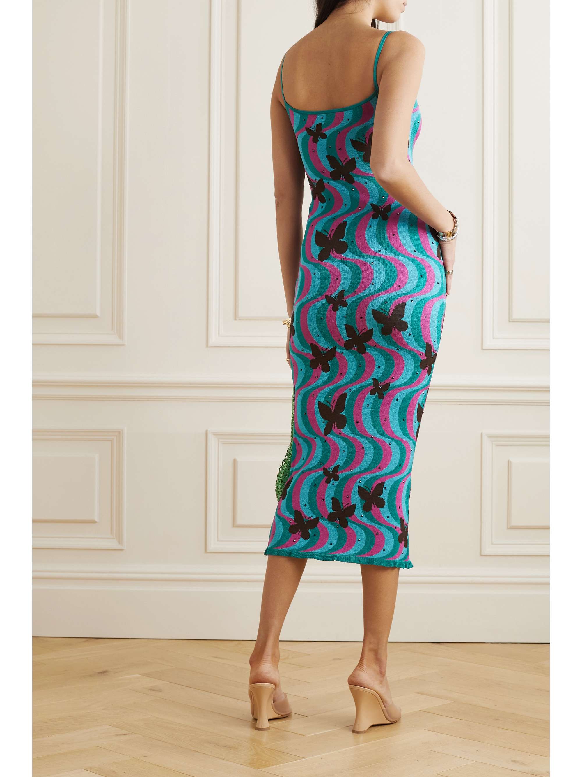 ALESSANDRA RICH Embellished jacquard-knit midi dress